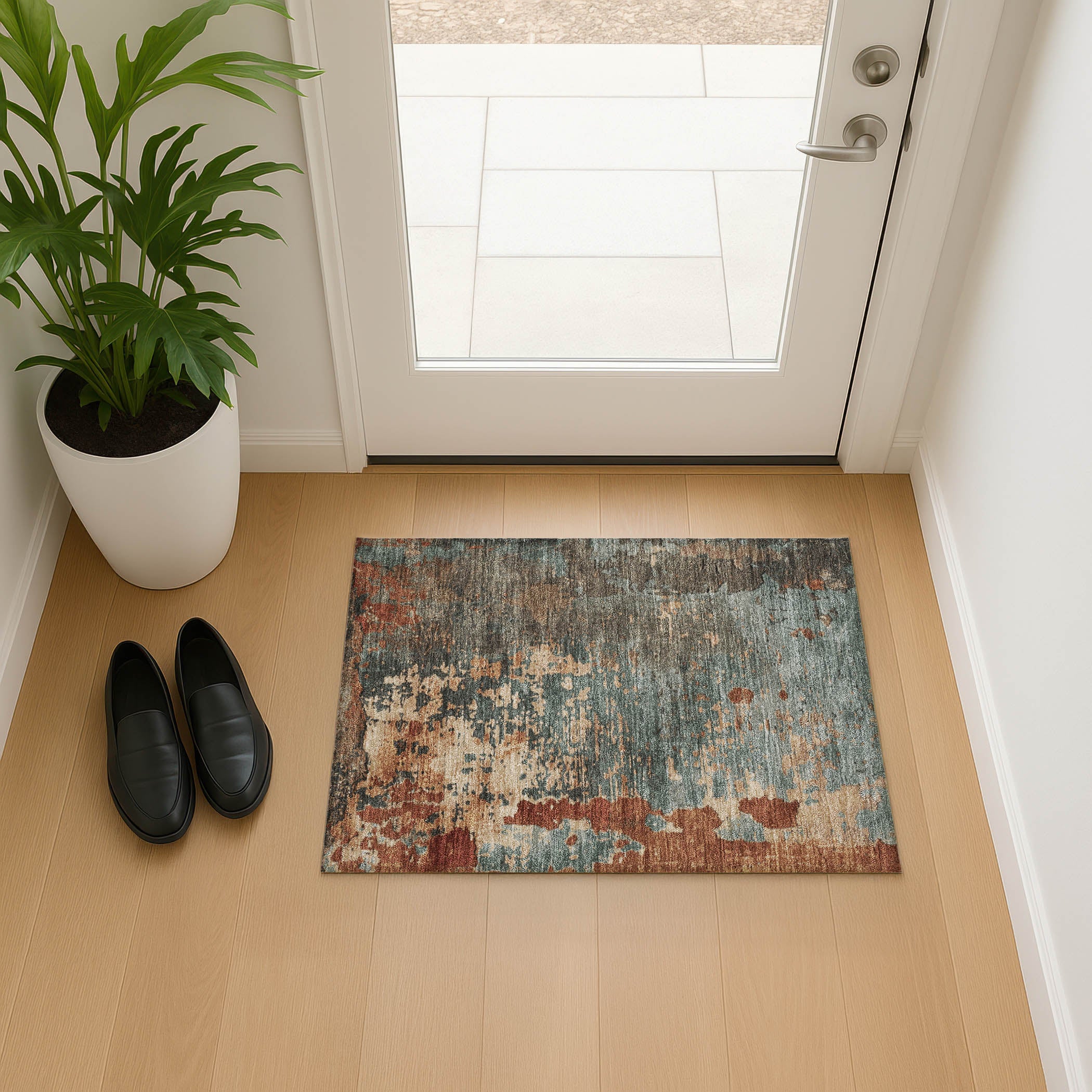 Chiang Mai Machine Washable Transitional Seafoam Blue Rug 1'8" x 2'6" #shape_Rectangle
