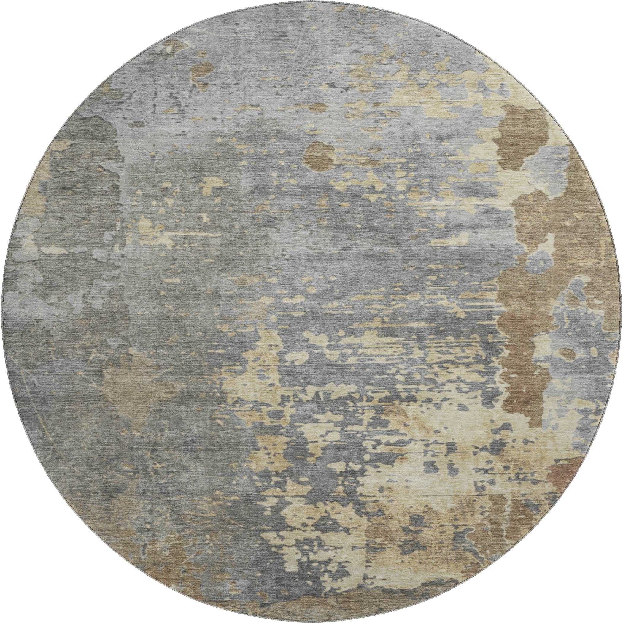 Chiang Mai Machine Washable Transitional Taupe Brown Rug 8' x 8' #shape_Round