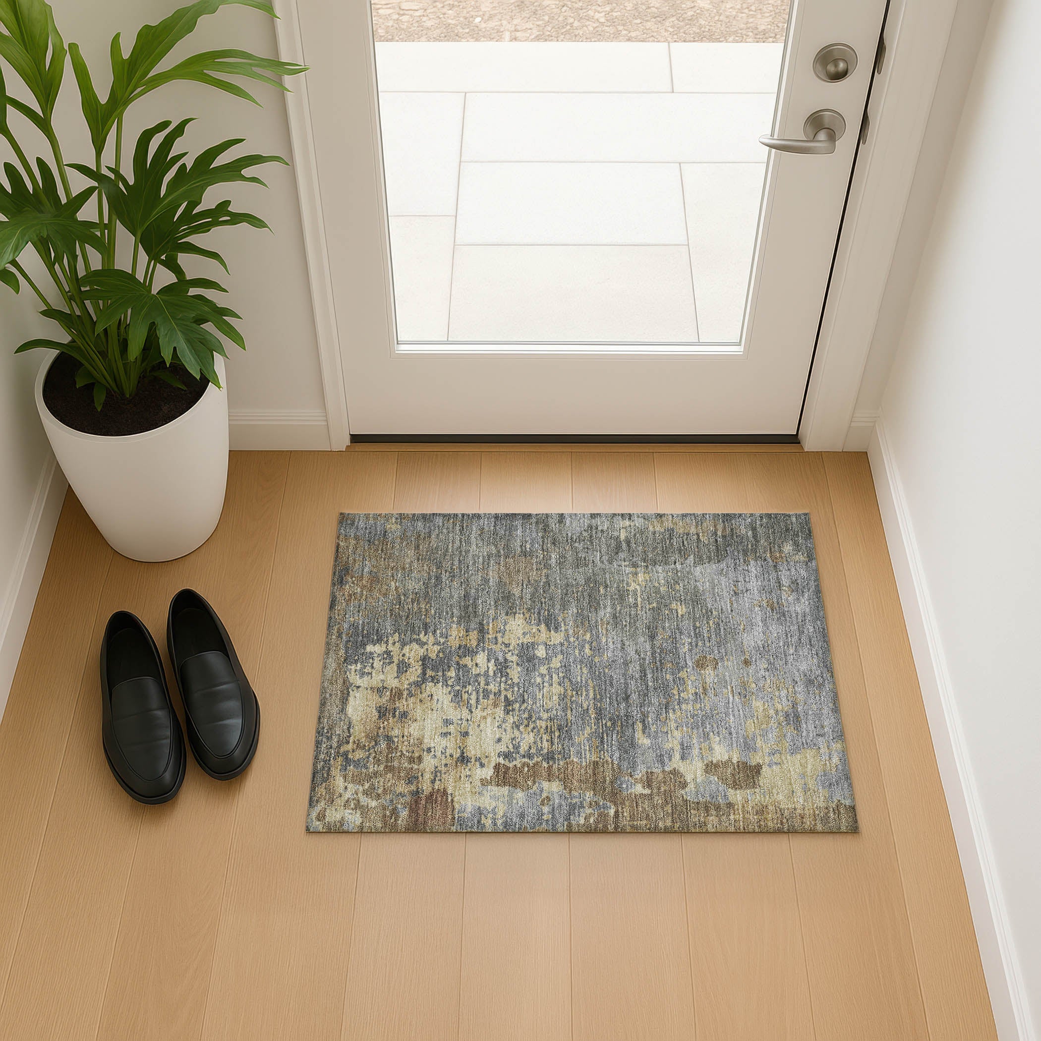 Chiang Mai Machine Washable Transitional Taupe Brown Rug 1'8" x 2'6" #shape_Rectangle