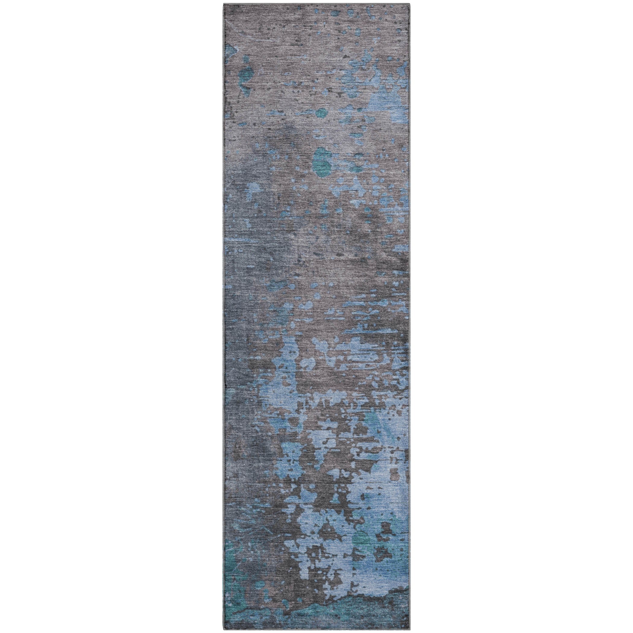 Chiang Mai Machine Washable Transitional Teal Rug 2'3" x 7'6" #shape_Runner