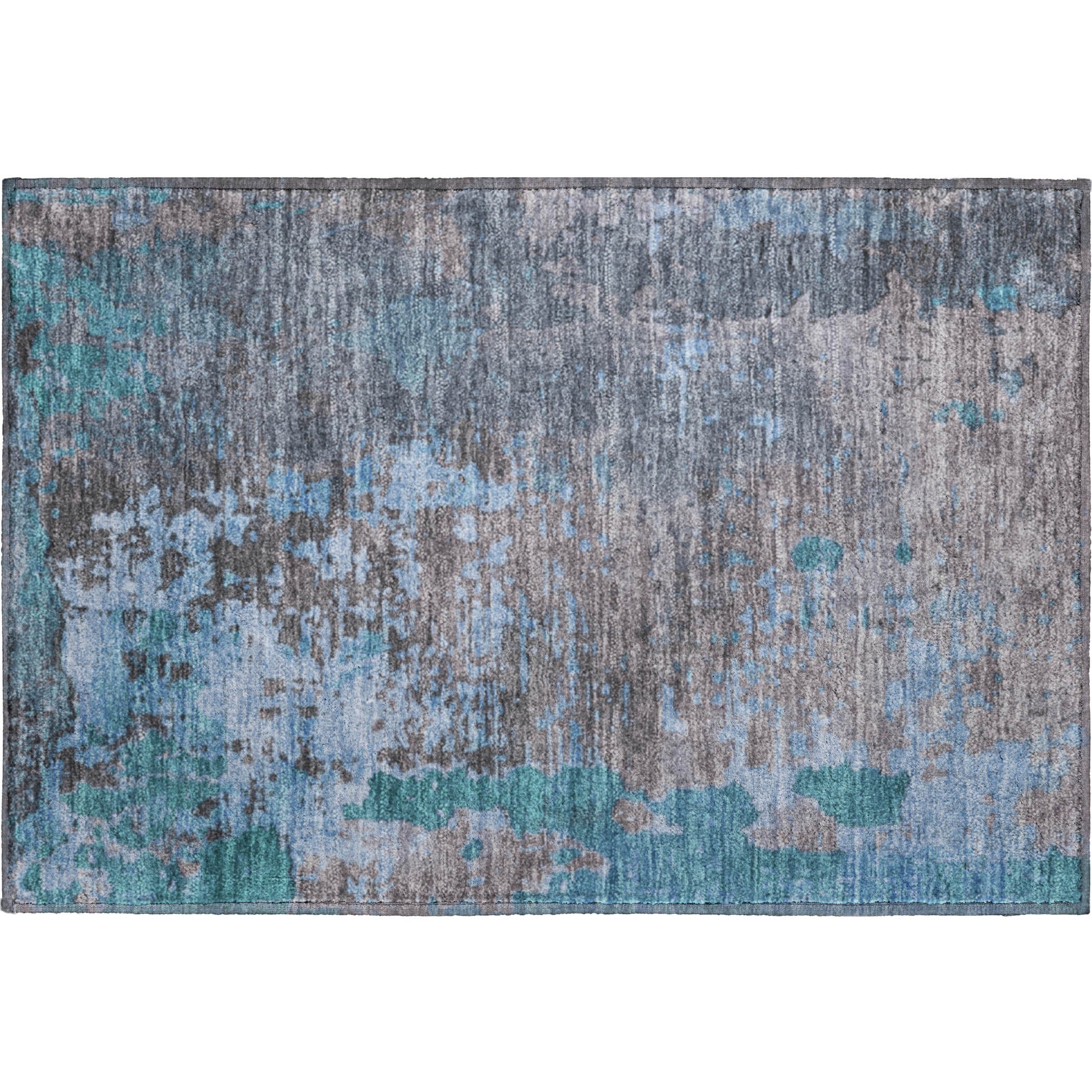 Chiang Mai Machine Washable Transitional Teal Rug 1'8" x 2'6" #shape_Rectangle