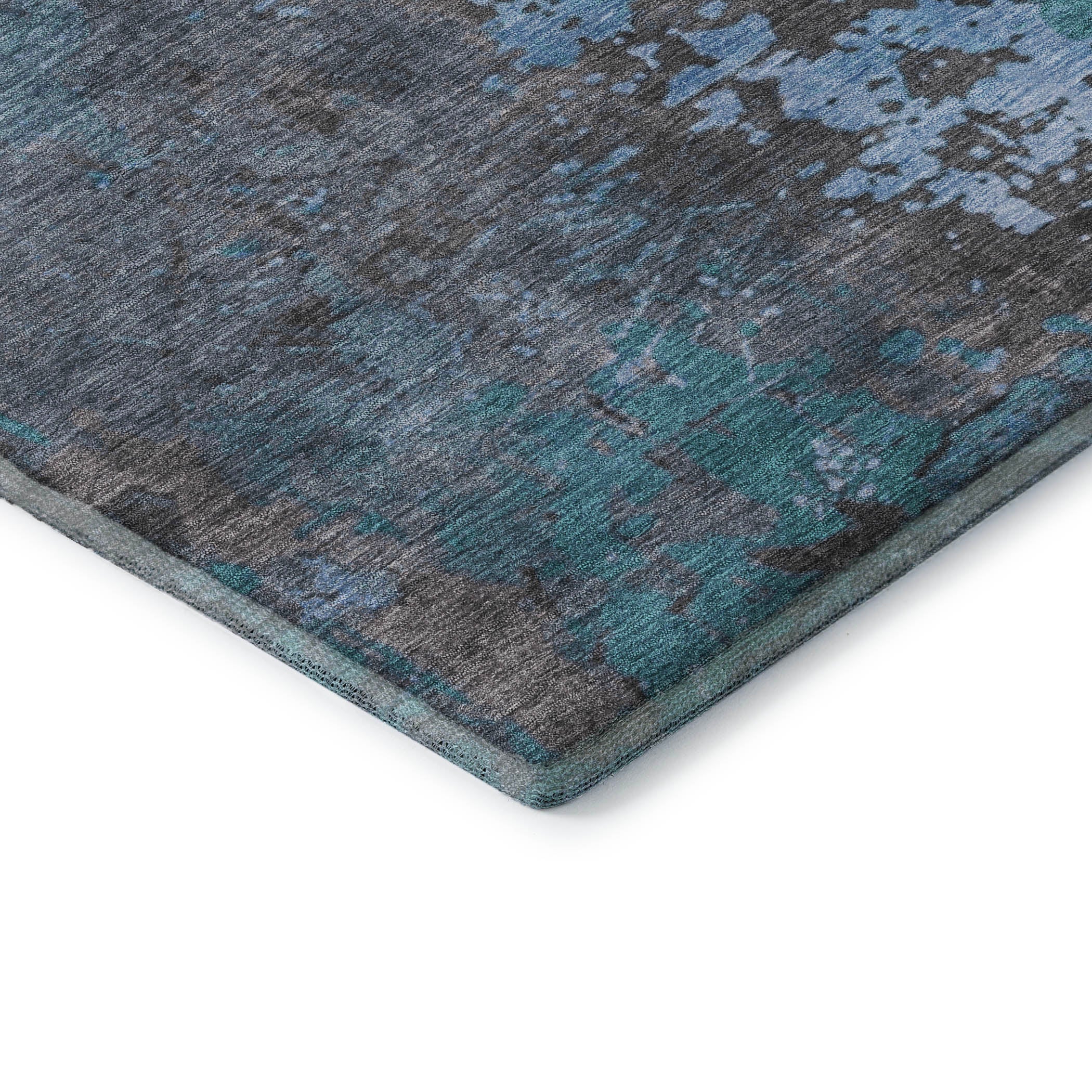 Chiang Mai Machine Washable Transitional Teal Rug 1'8" x 2'6" #shape_Rectangle