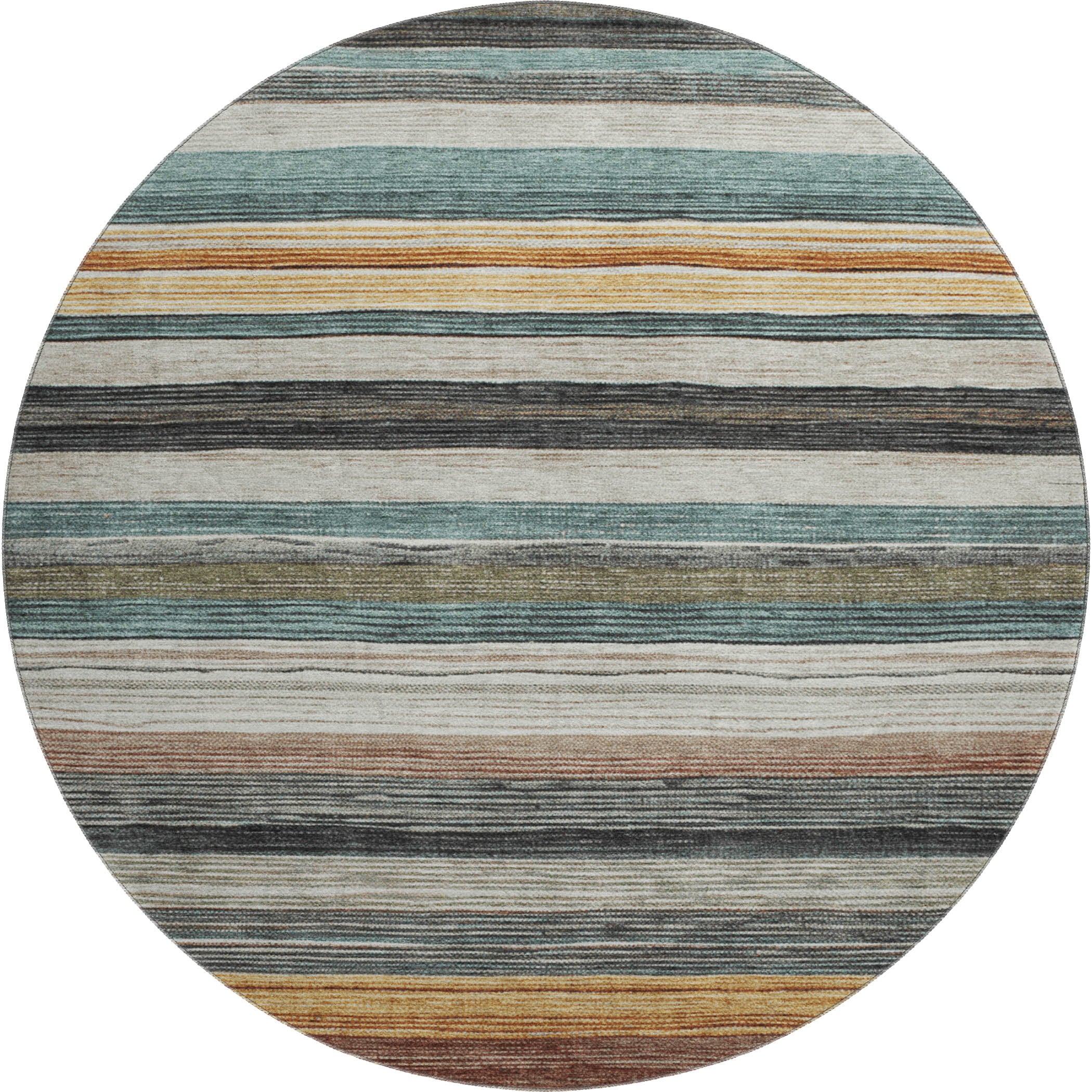 Baku Machine Washable Transitional Beige Brown Rug 8' x 8' #shape_Round