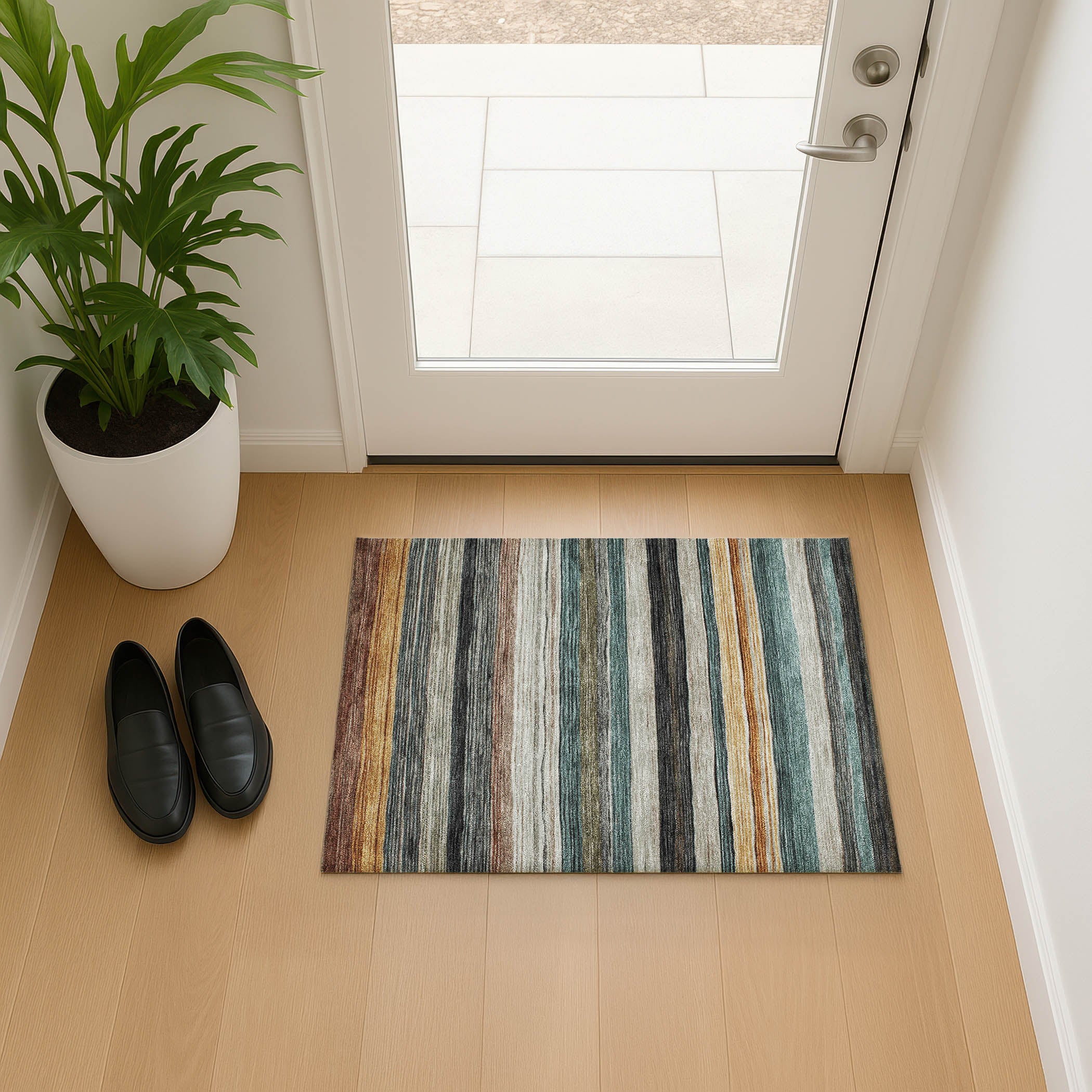 Baku Machine Washable Transitional Beige Brown Rug 1'8" x 2'6" #shape_Rectangle