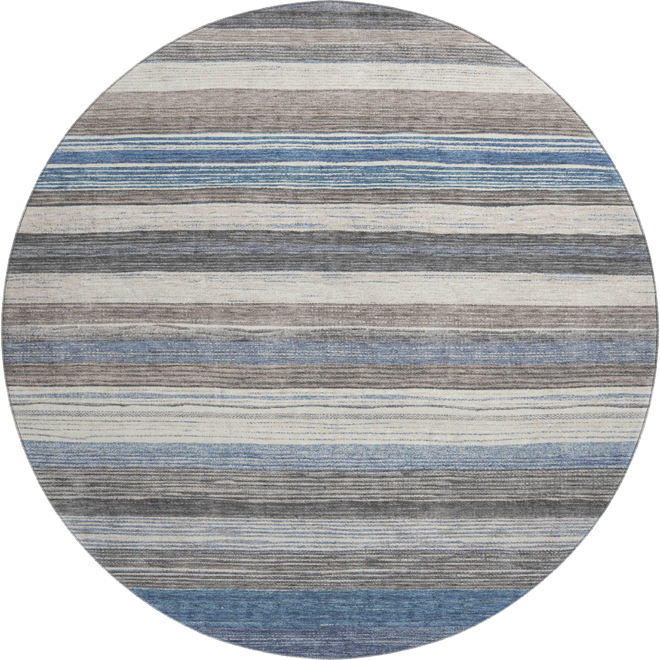 Baku Machine Washable Transitional Denim Blue Rug 8' x 8' #shape_Round