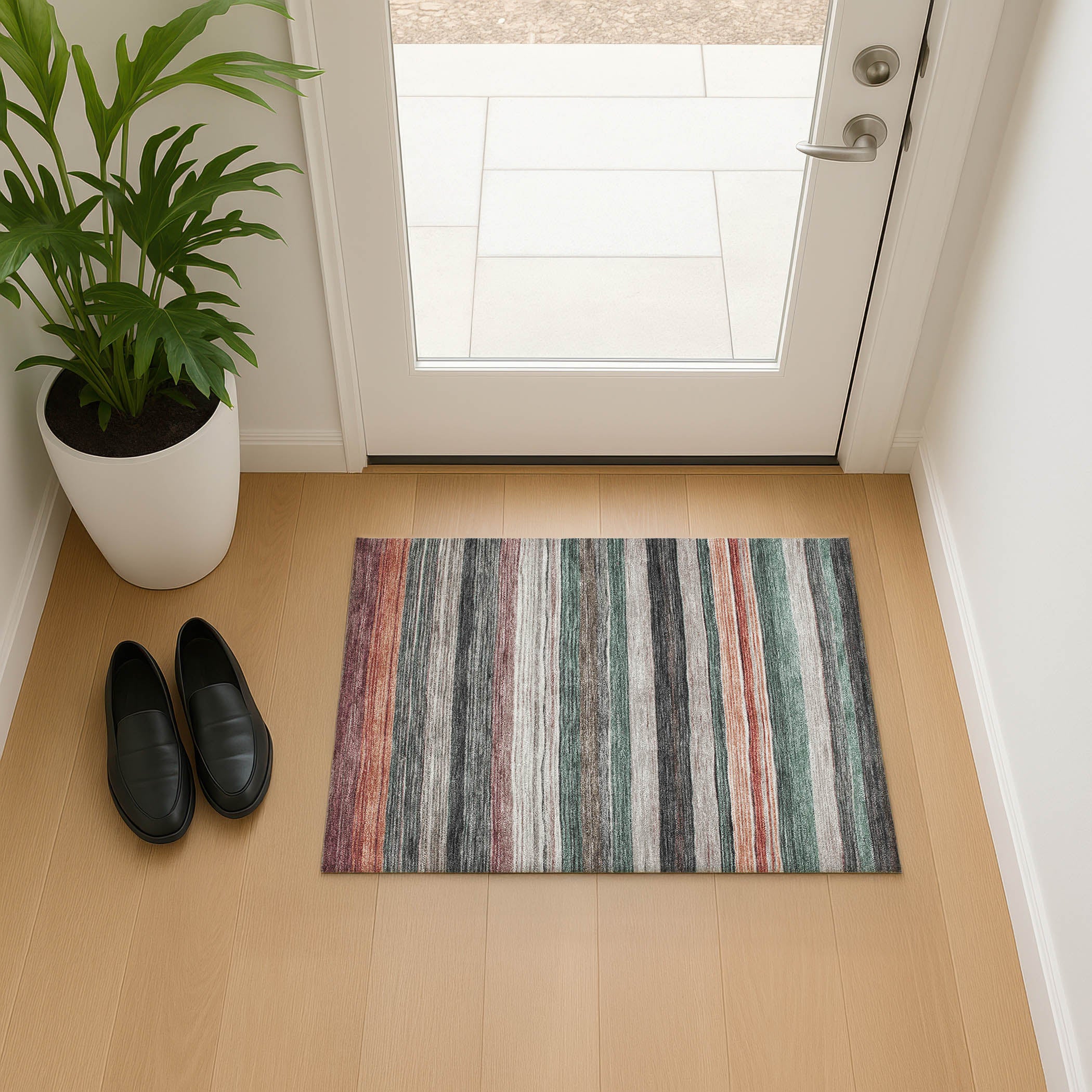 Baku Machine Washable Transitional Seafoam Blue Rug 1'8" x 2'6" #shape_Rectangle