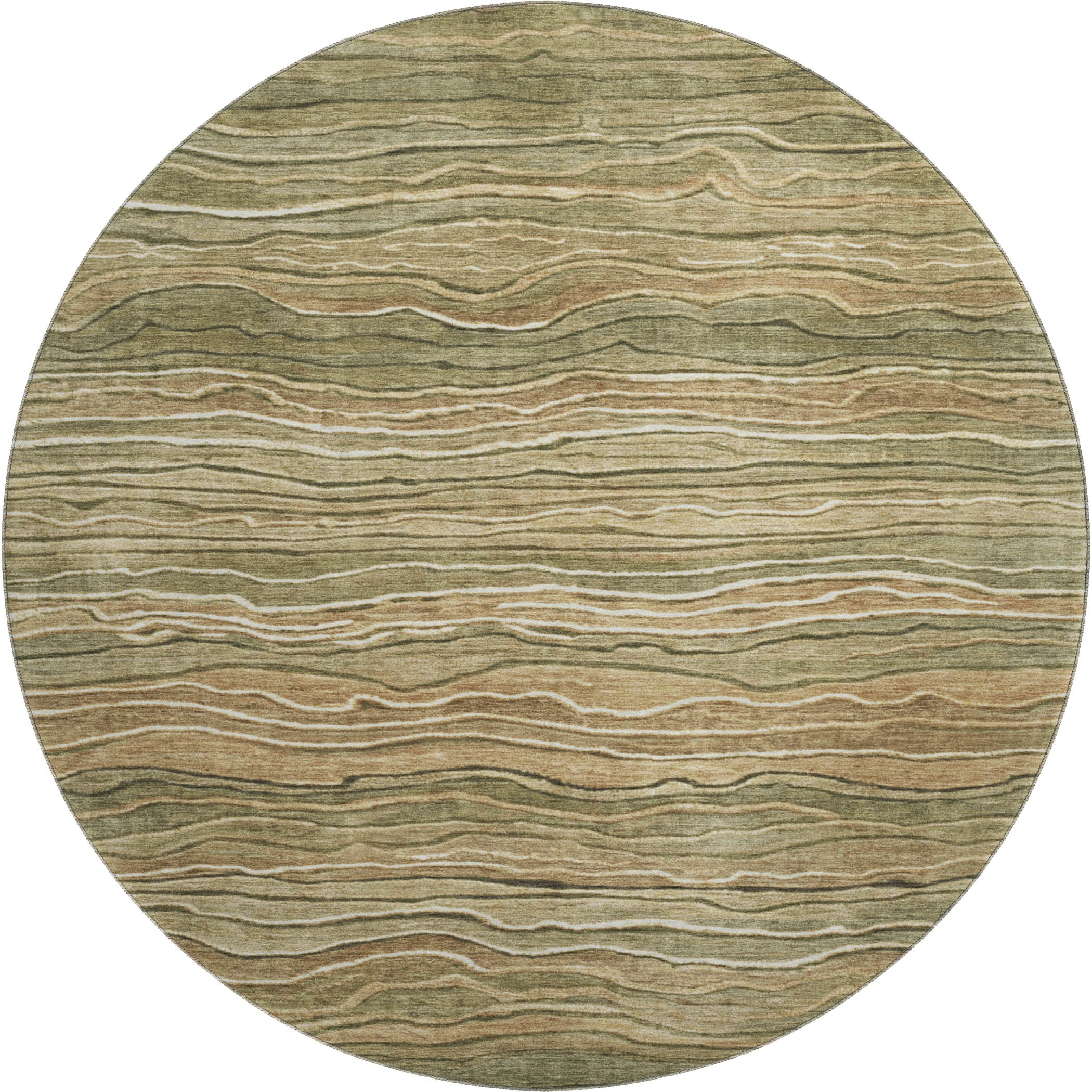 Lisbon Machine Washable Transitional Fern Green Rug 8' x 8' #shape_Round