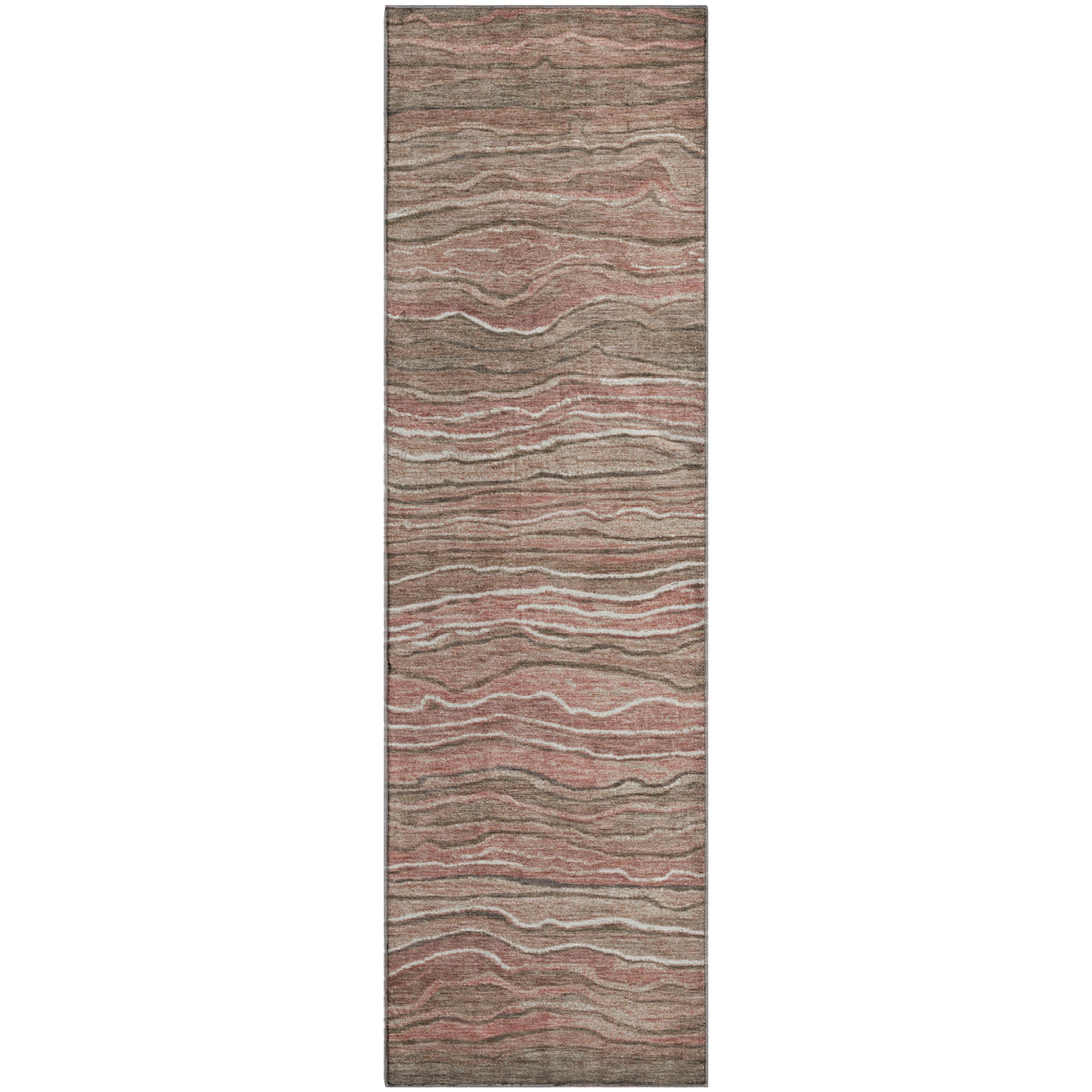 Lisbon Machine Washable Transitional Mocha Brown Rug 2'3" x 7'6" #shape_Runner