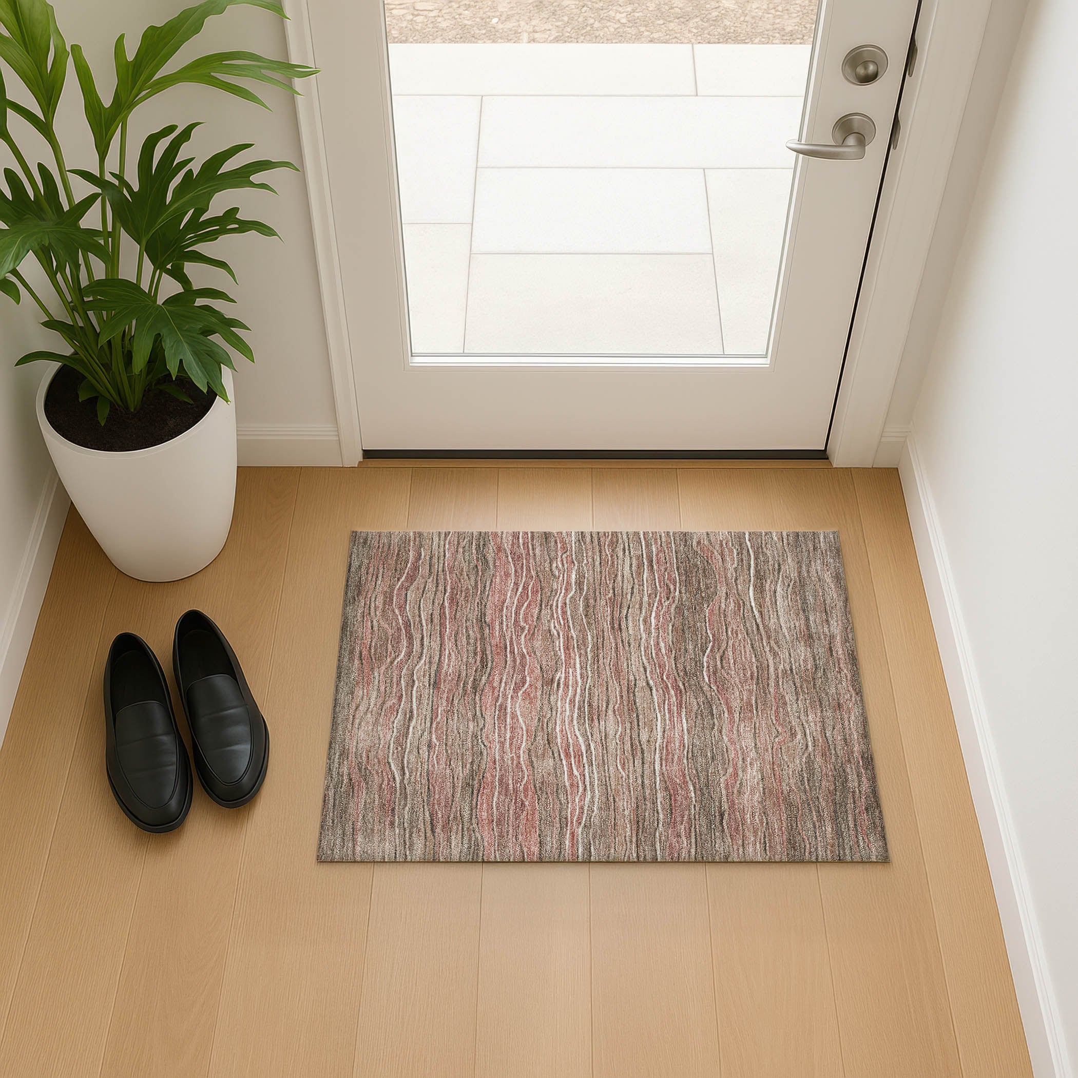 Lisbon Machine Washable Transitional Mocha Brown Rug 1'8" x 2'6" #shape_Rectangle