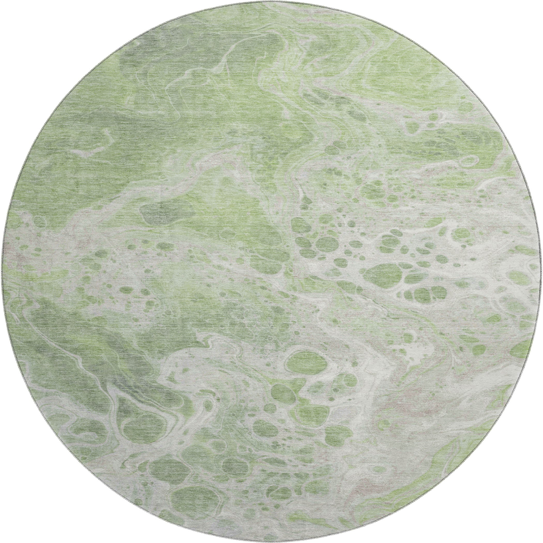 Bruges Machine Washable Transitional Aloe Green Rug 8' x 8' #shape_Round