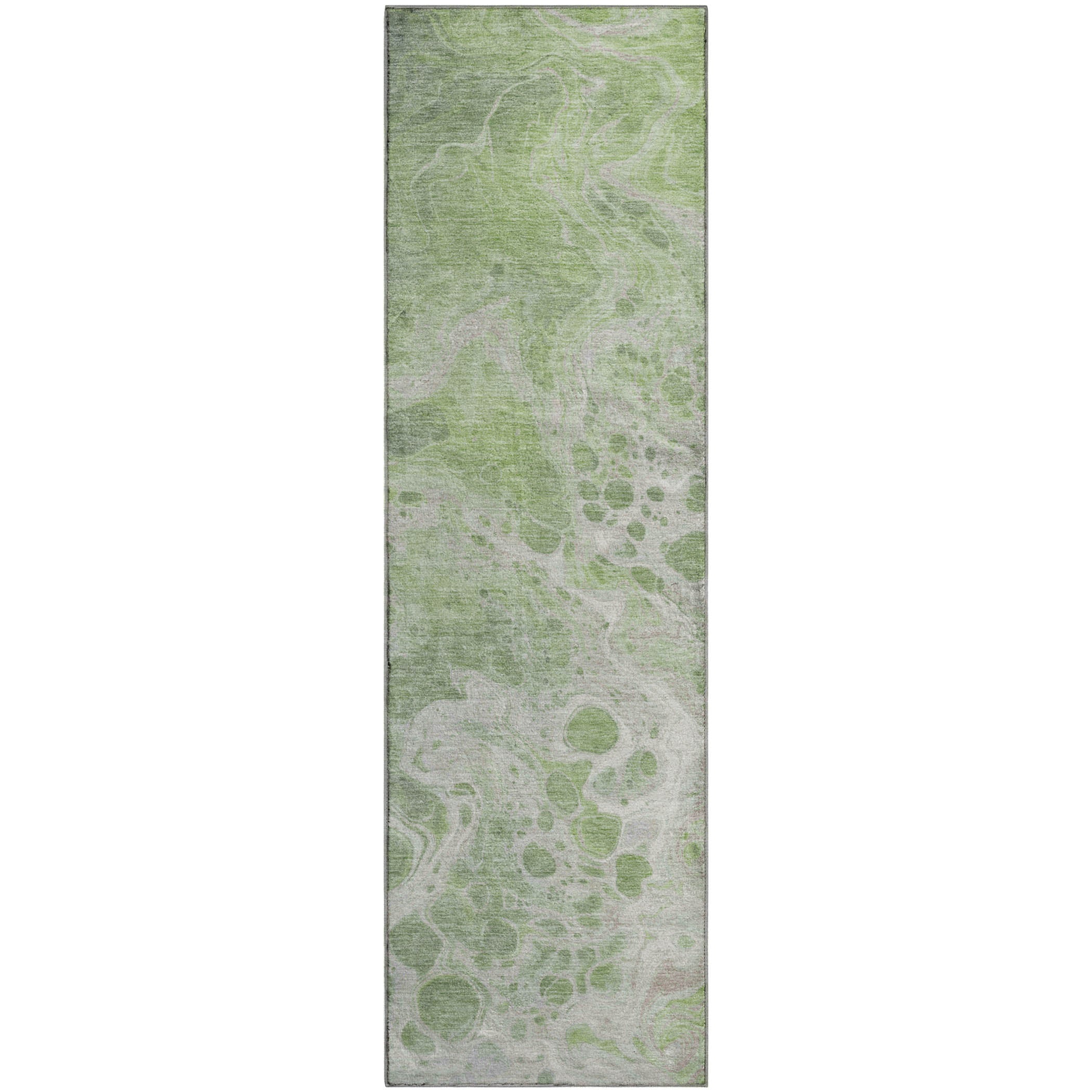 Bruges Machine Washable Transitional Aloe Green Rug 2'3" x 7'6" #shape_Runner