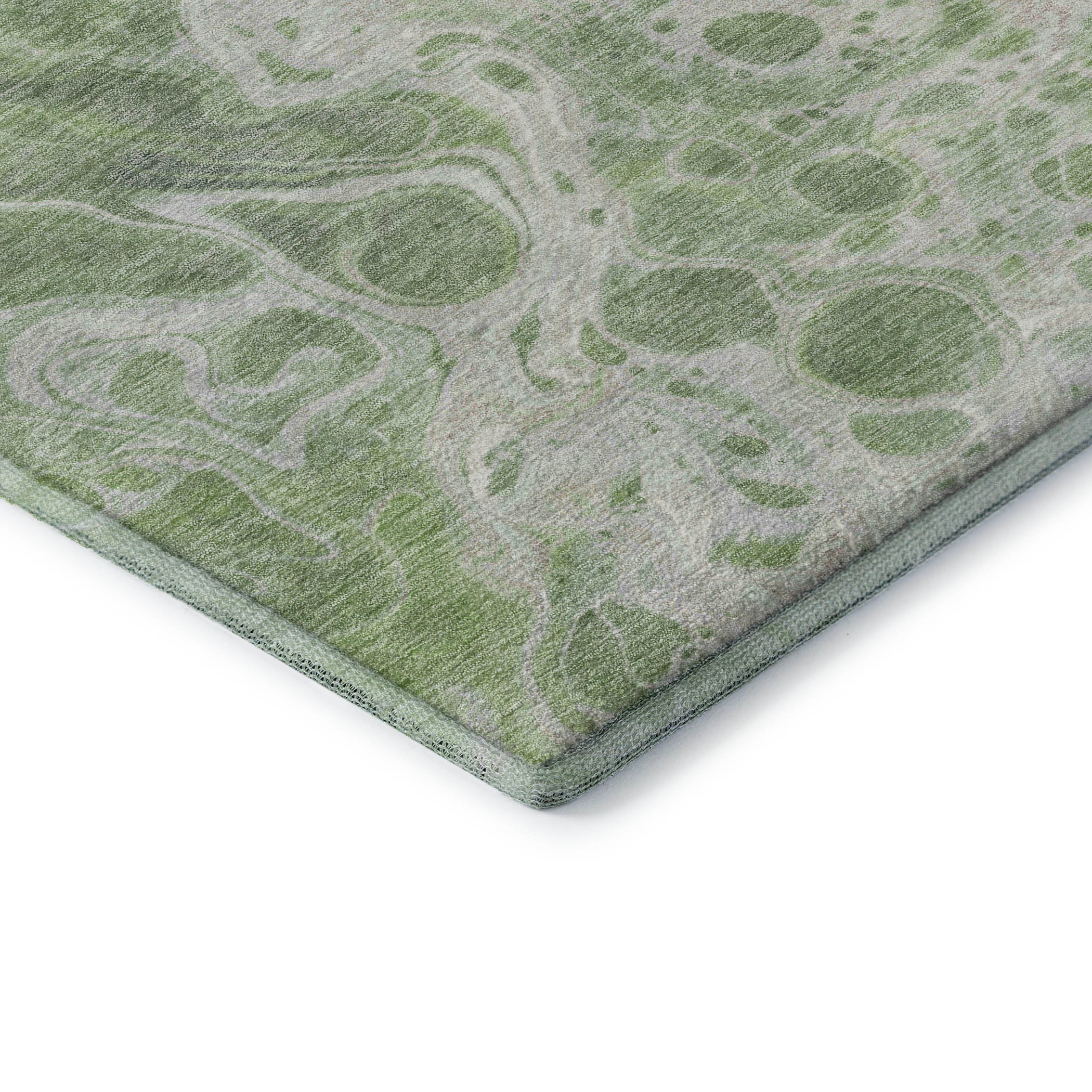 Bruges Machine Washable Transitional Aloe Green Rug 1'8" x 2'6" #shape_Rectangle