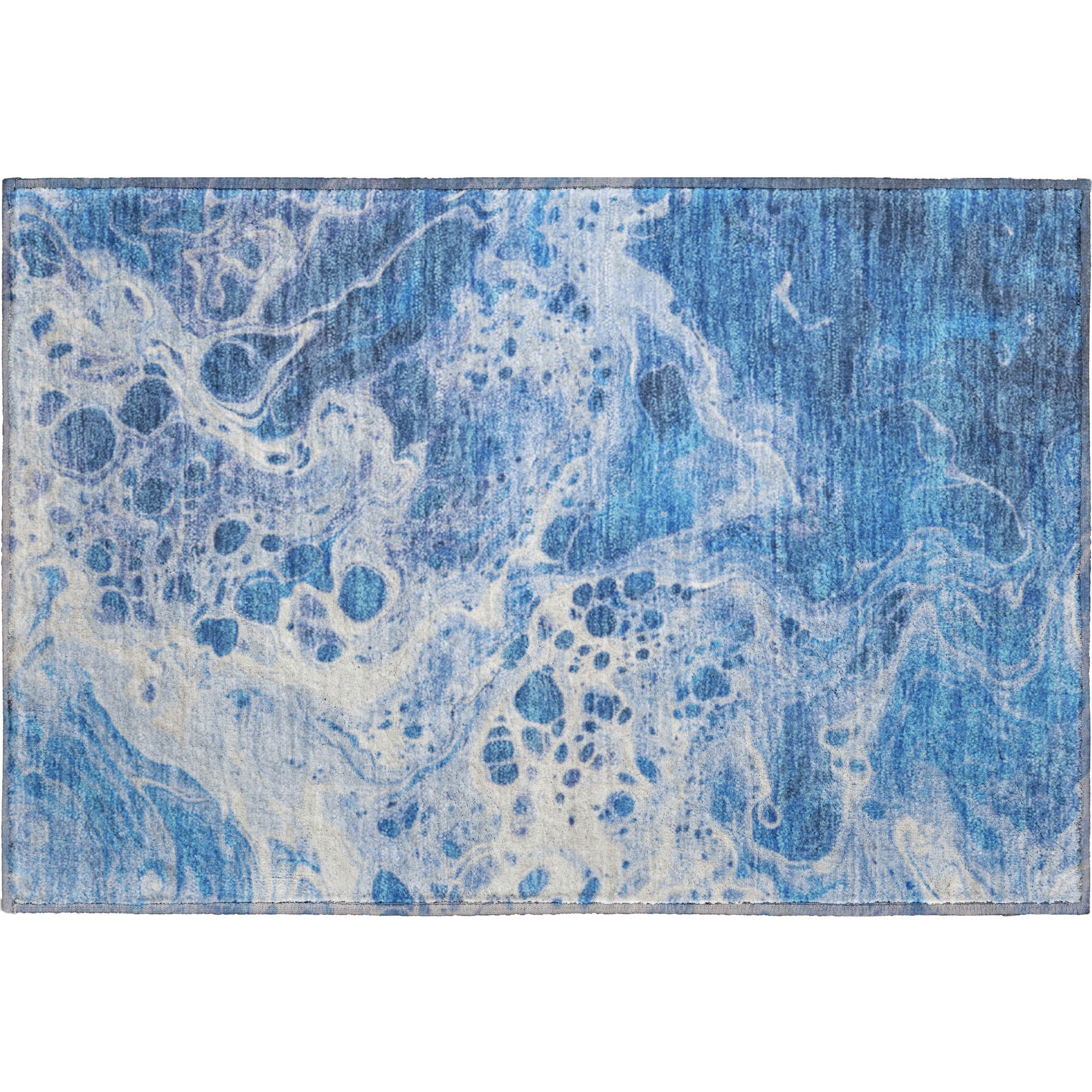 Bruges Machine Washable Transitional Navy Blue Rug 1'8" x 2'6" #shape_Rectangle