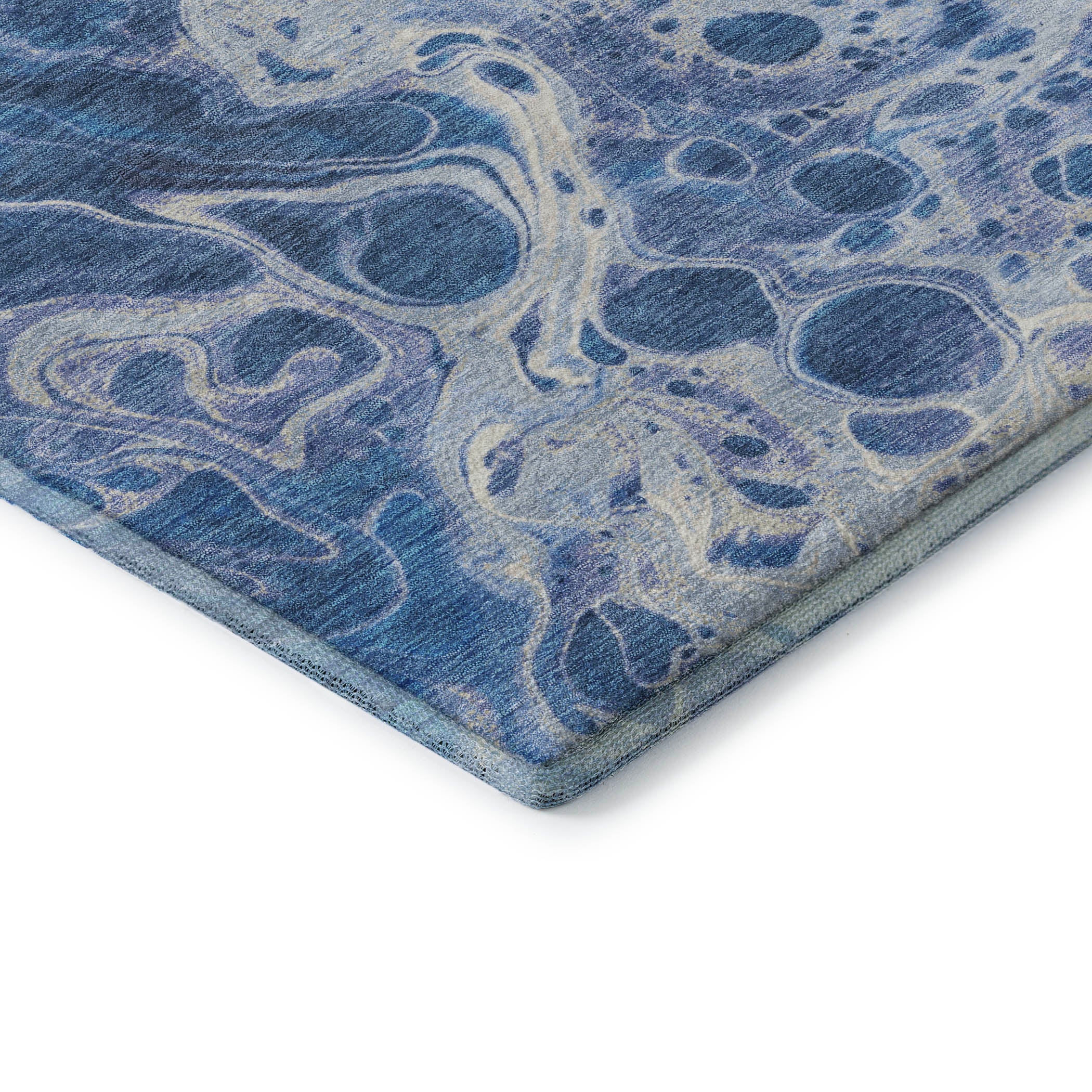 Bruges Machine Washable Transitional Navy Blue Rug 1'8" x 2'6" #shape_Rectangle