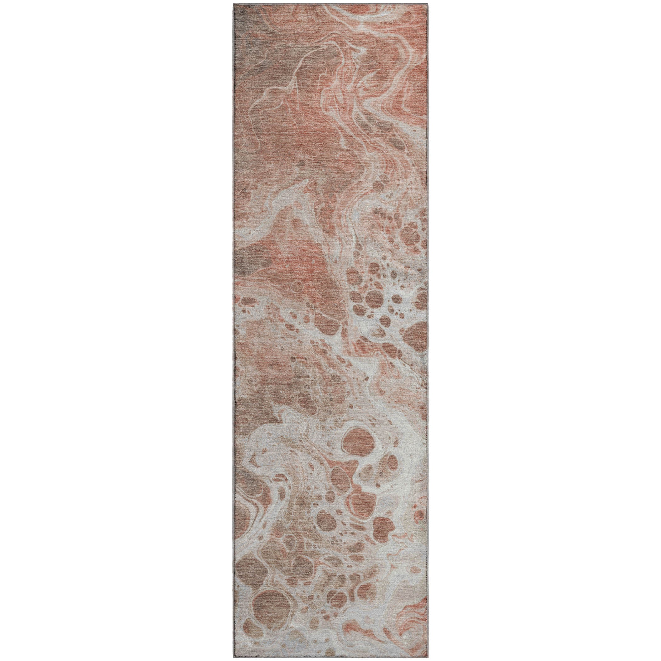 Bruges Machine Washable Transitional Paprika Orange Rug 2'3" x 7'6" #shape_Runner