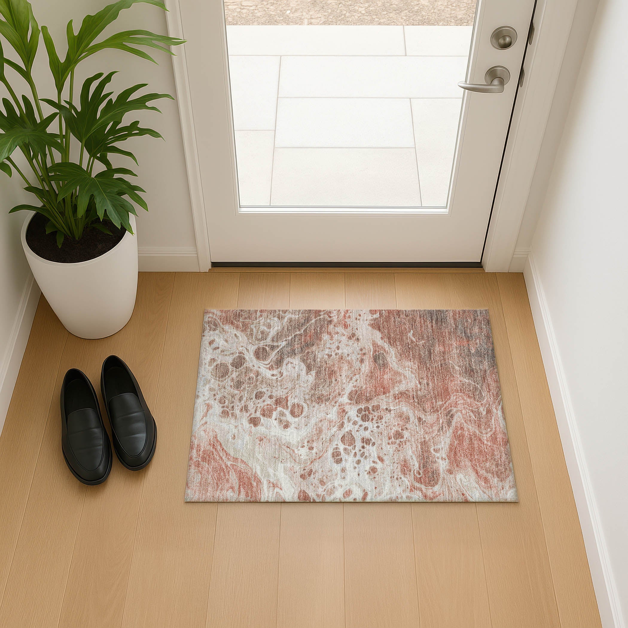 Bruges Machine Washable Transitional Paprika Orange Rug 1'8" x 2'6" #shape_Rectangle