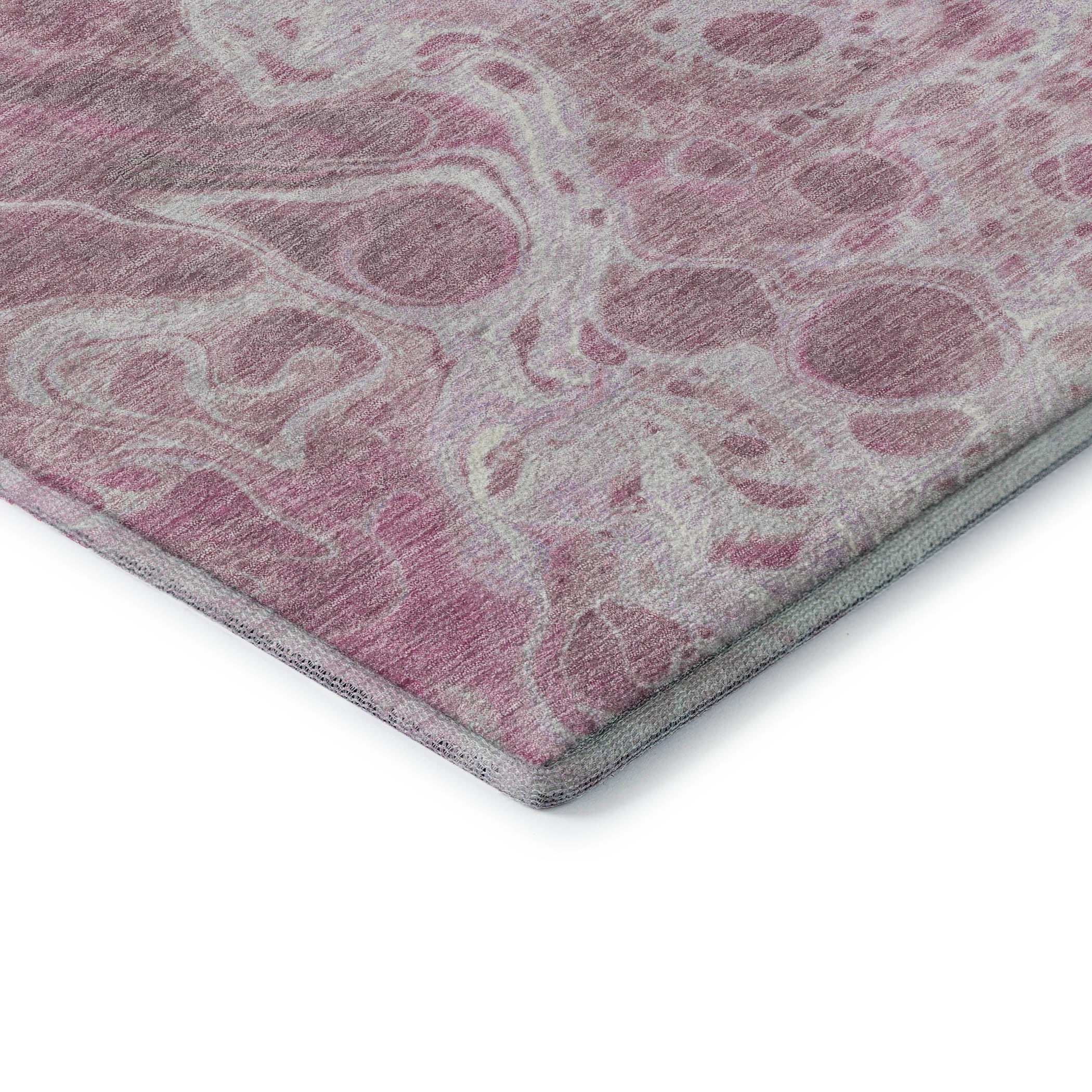 Bruges Machine Washable Transitional Pink Rug 1'8" x 2'6" #shape_Rectangle