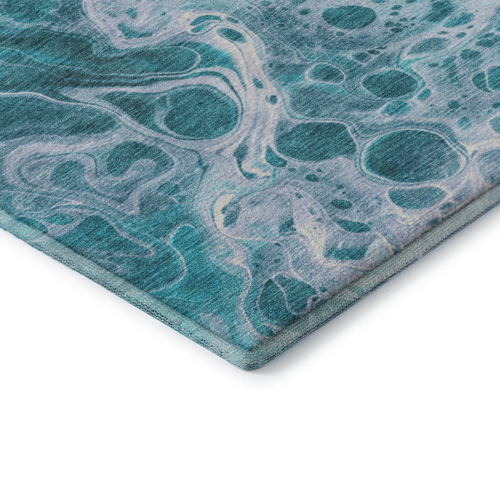 Bruges Machine Washable Transitional Teal Rug 1'8" x 2'6" #shape_Rectangle