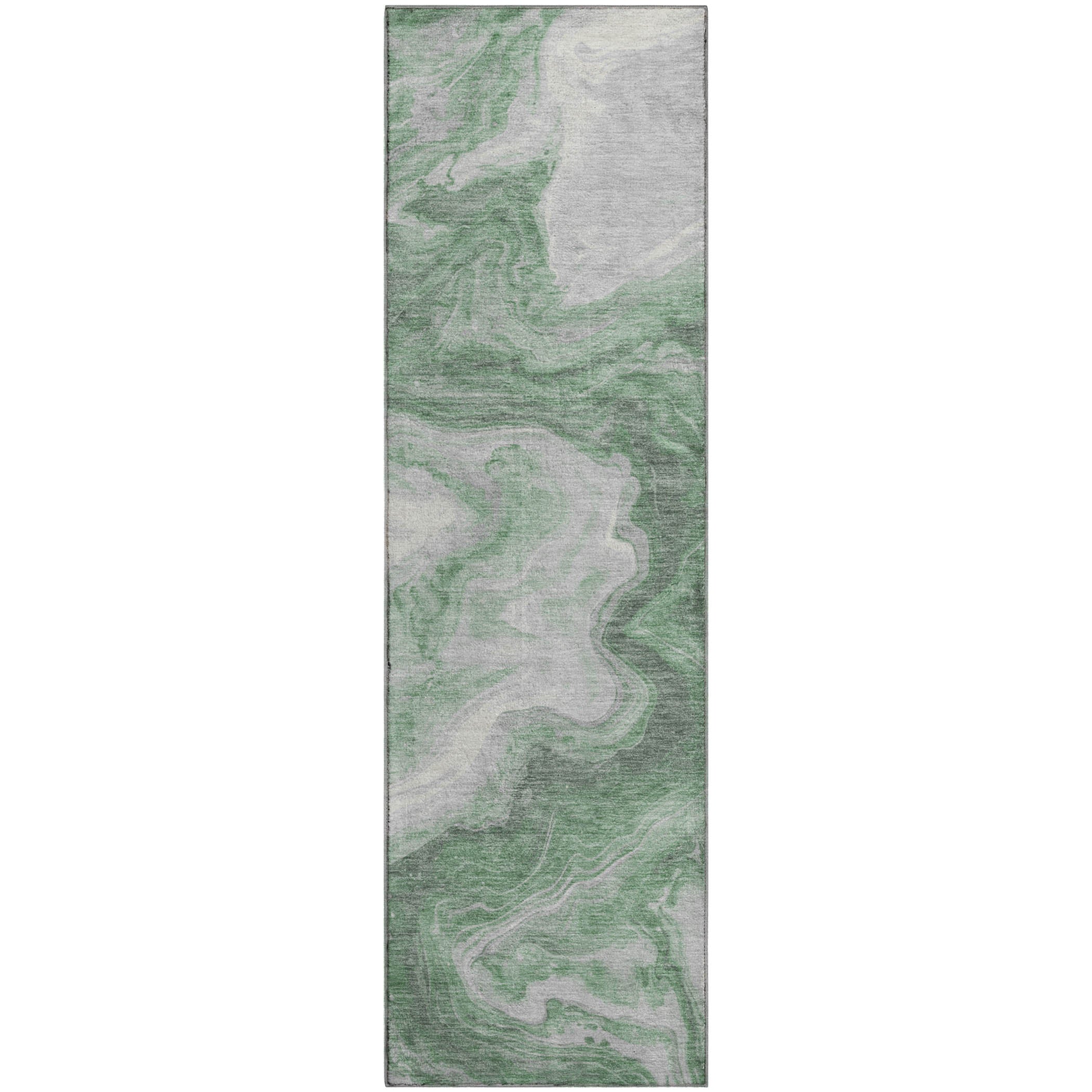 Reykjavik Machine Washable Transitional Green Rug 2'3" x 7'6" #shape_Runner