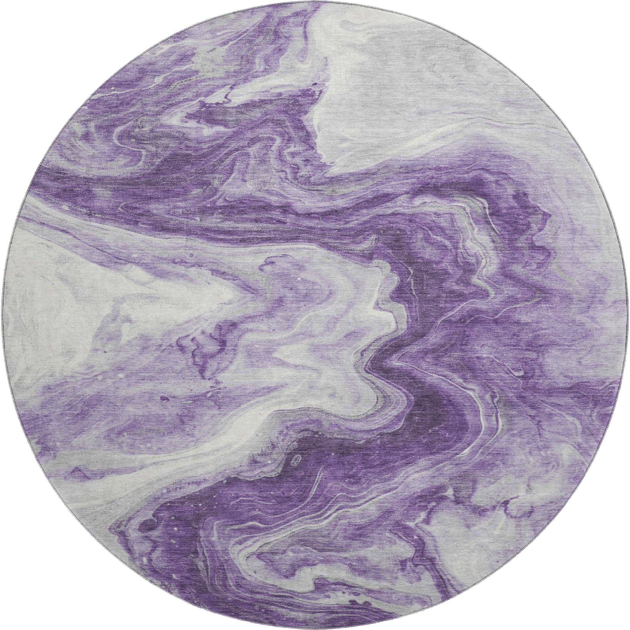 Reykjavik Machine Washable Transitional Purple Rug 8' x 8' #shape_Round