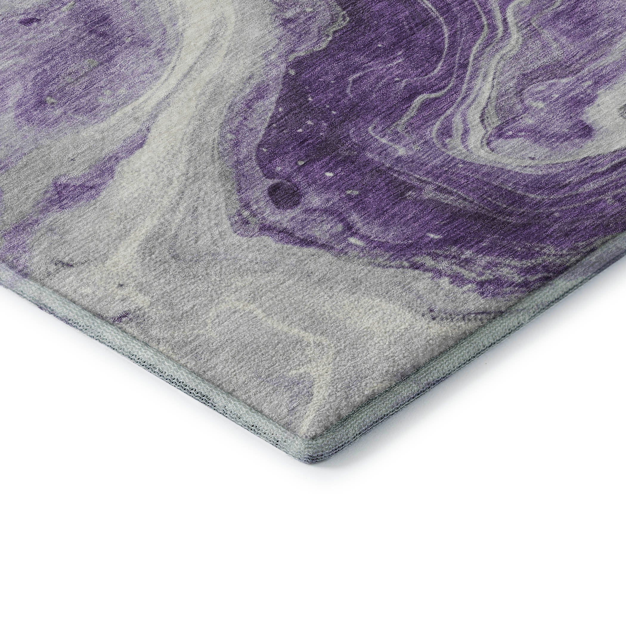 Reykjavik Machine Washable Transitional Purple Rug 1'8" x 2'6" #shape_Rectangle