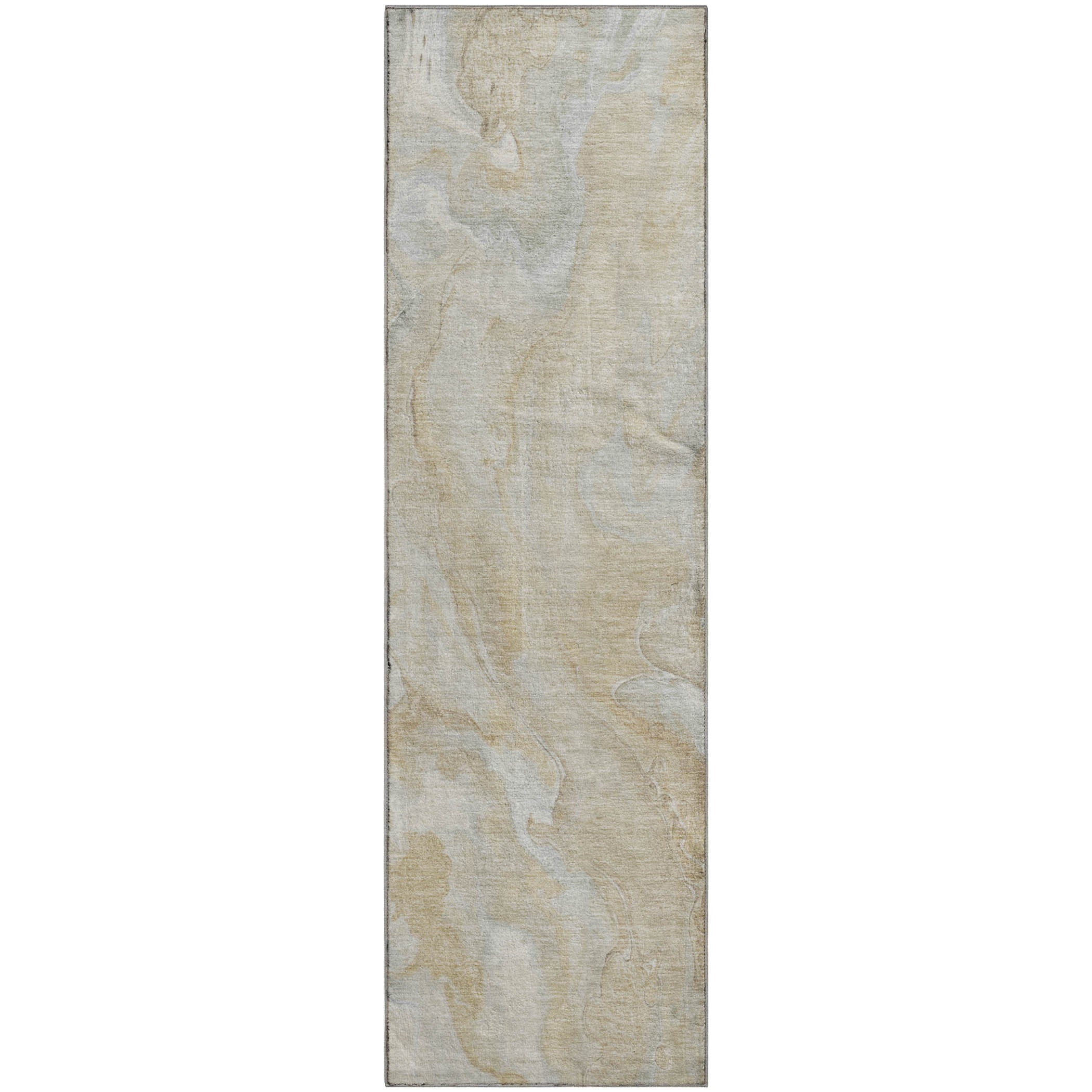 Santorini Machine Washable Transitional Beige Brown Rug 2'3" x 7'6" #shape_Runner
