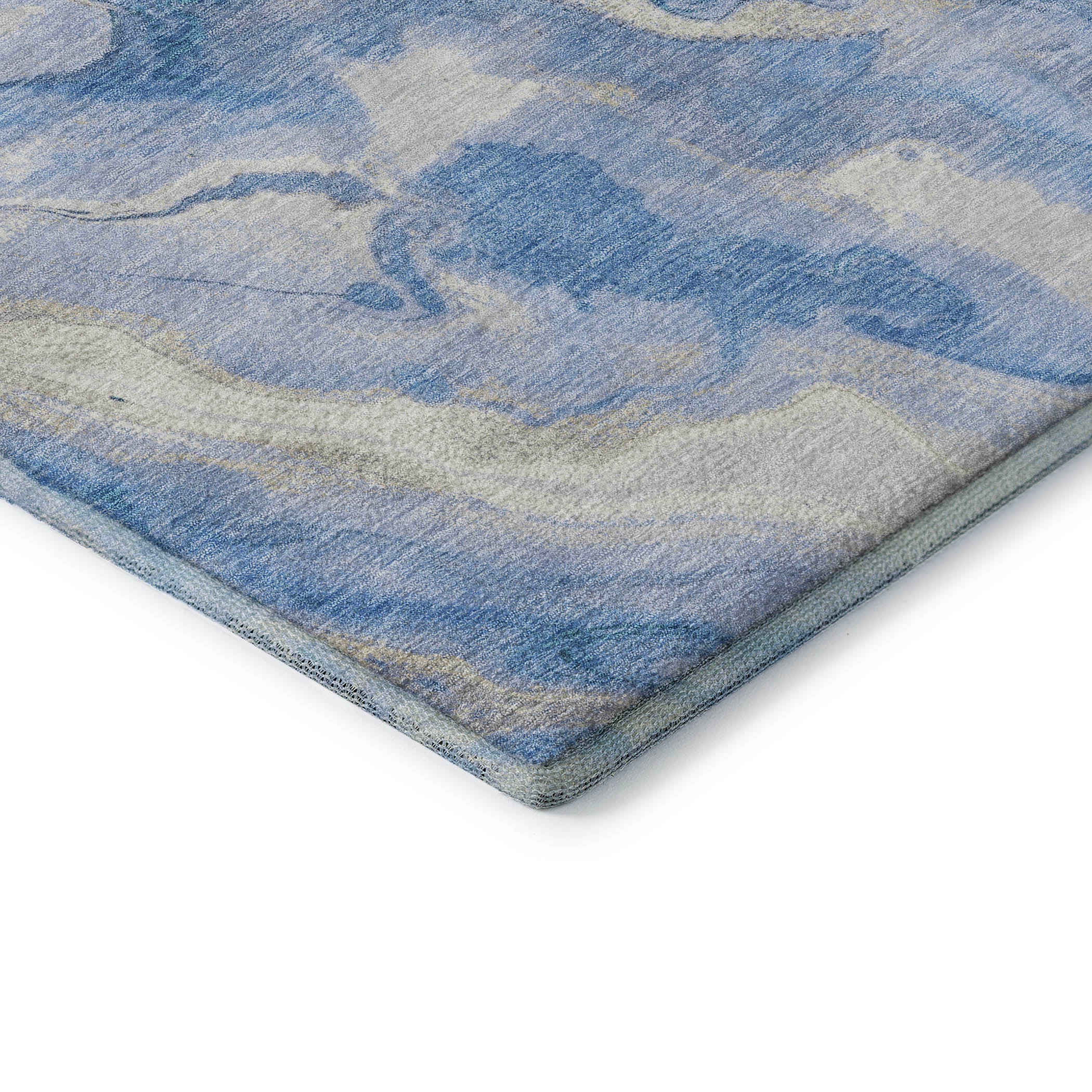 Santorini Machine Washable Transitional Blue Rug 1'8" x 2'6" #shape_Rectangle