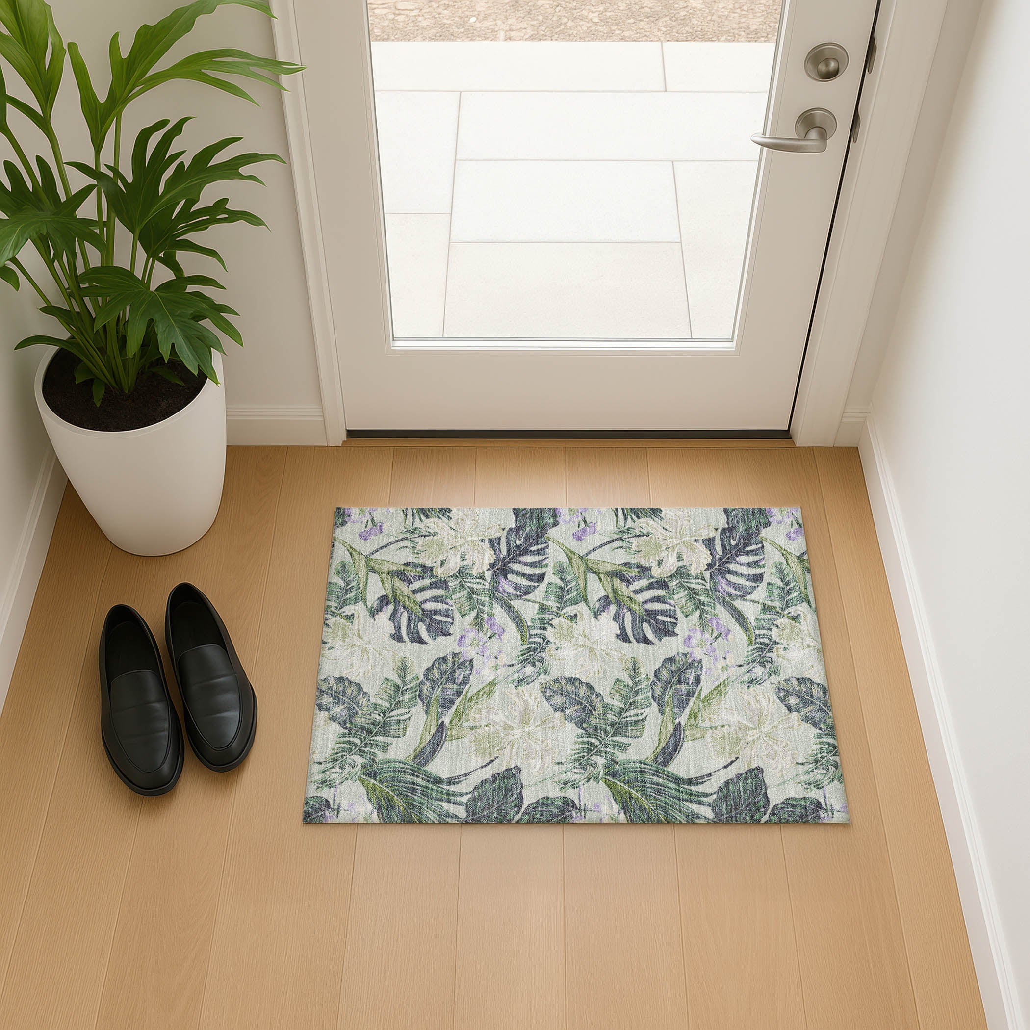 Dubrovnik Machine Washable Transitional Aloe Green Rug 1'8" x 2'6" #shape_Rectangle