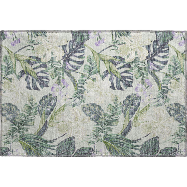 Dubrovnik Machine Washable Transitional Aloe Green Rug 1'8" x 2'6"