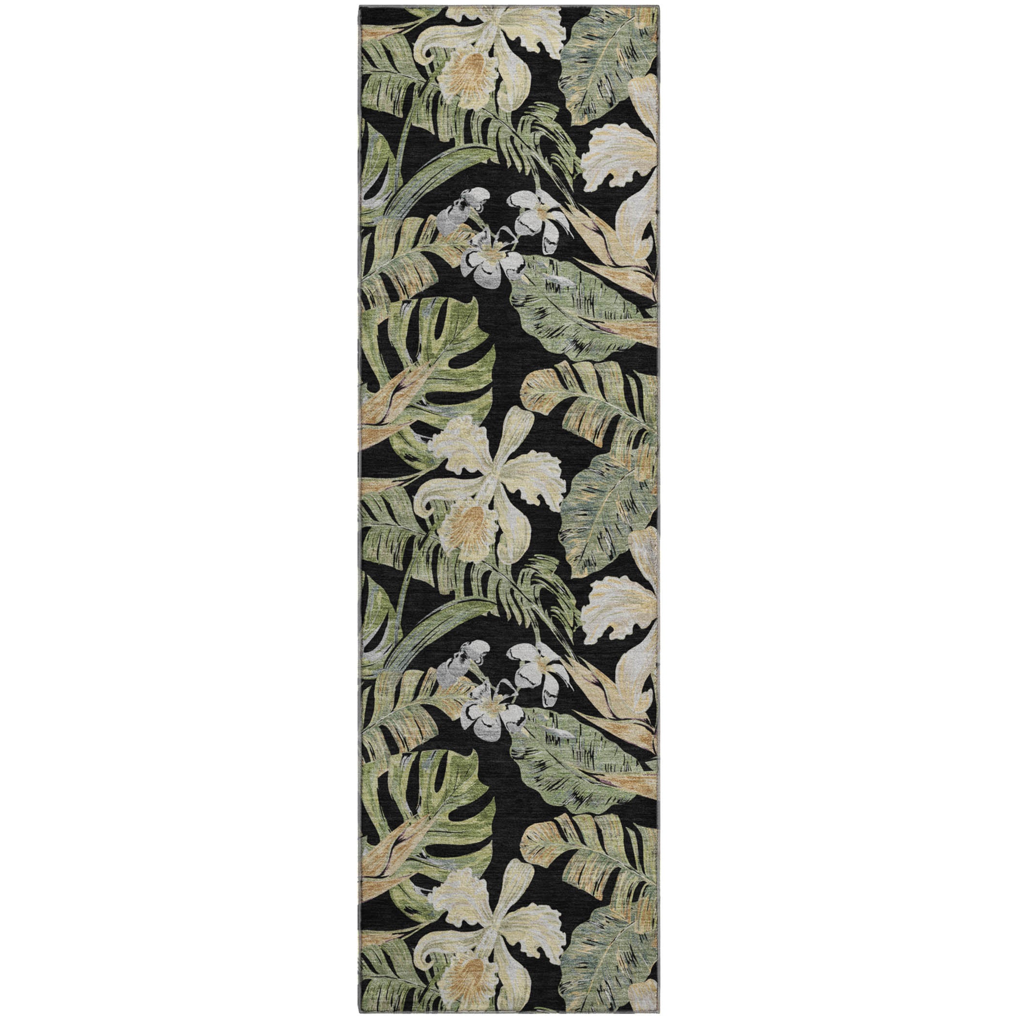 Dubrovnik Machine Washable Transitional Black Rug 2'3" x 7'6" #shape_Runner