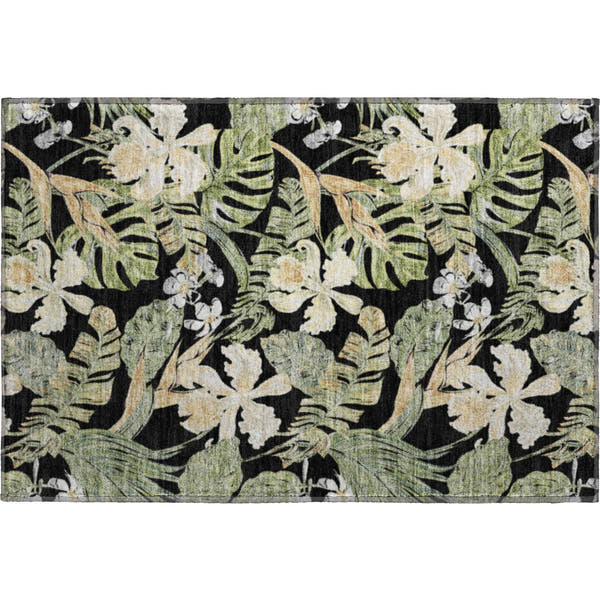 Dubrovnik Machine Washable Transitional Black Rug 1'8" x 2'6"
