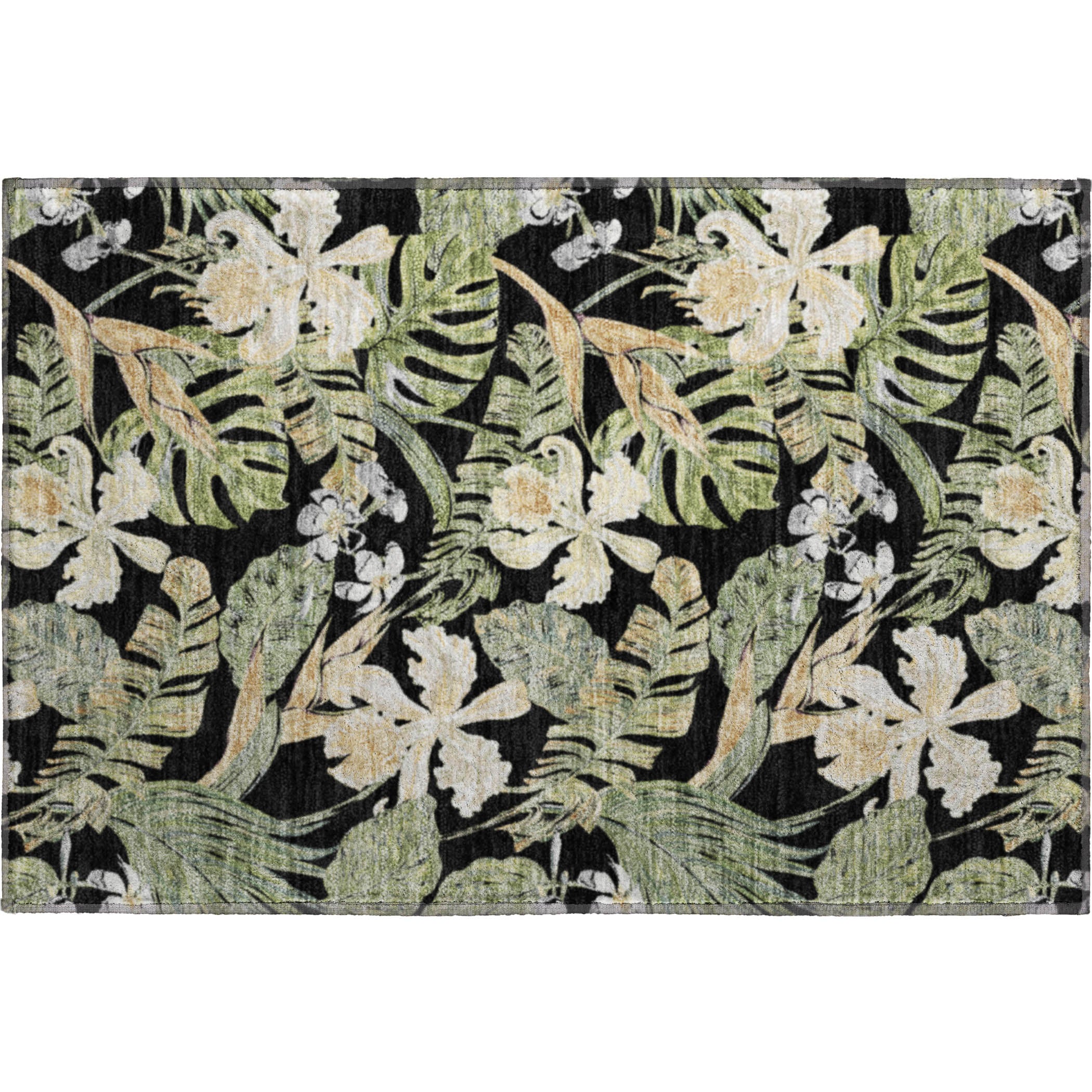 Dubrovnik Machine Washable Transitional Black Rug 1'8" x 2'6" #shape_Rectangle