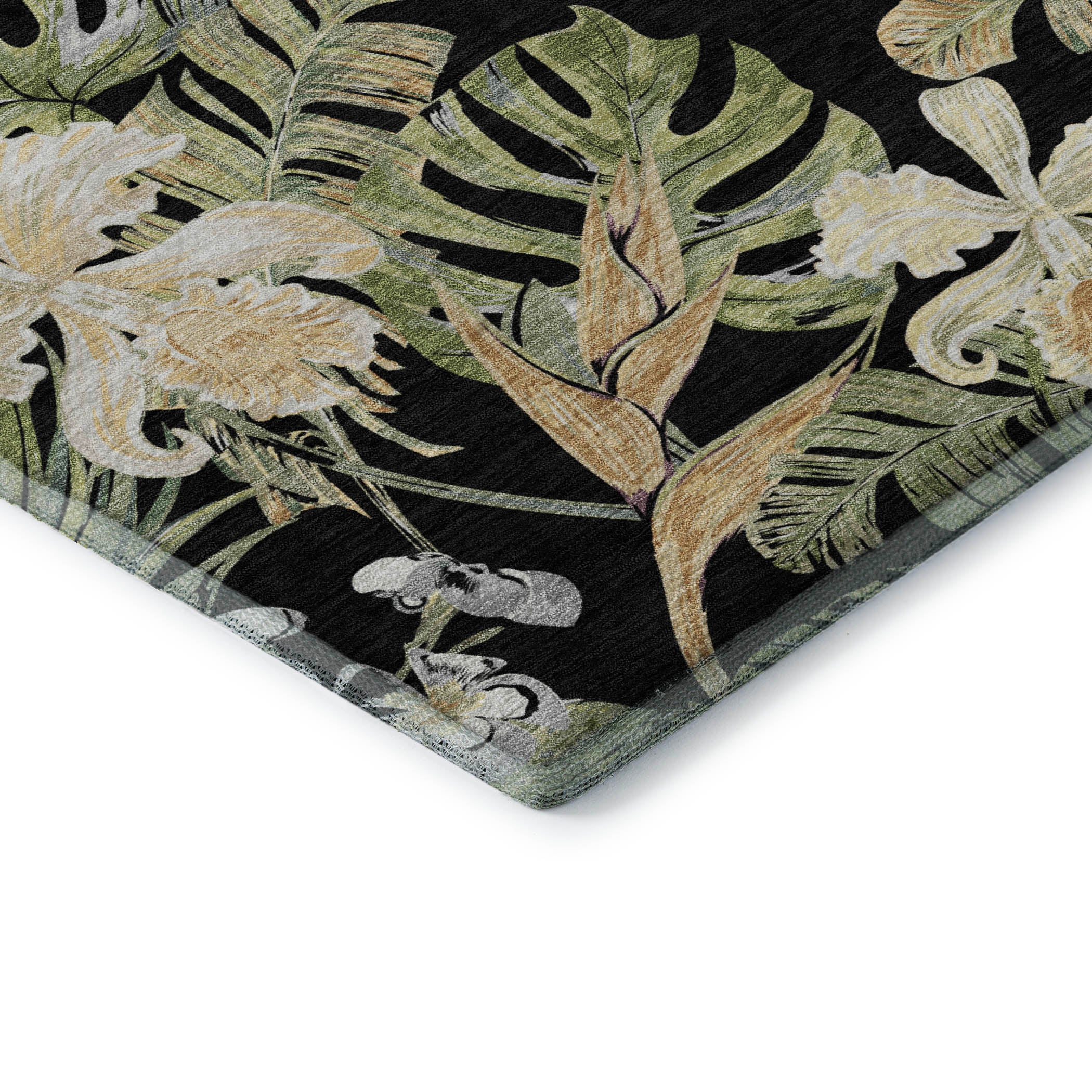 Dubrovnik Machine Washable Transitional Black Rug 1'8" x 2'6" #shape_Rectangle
