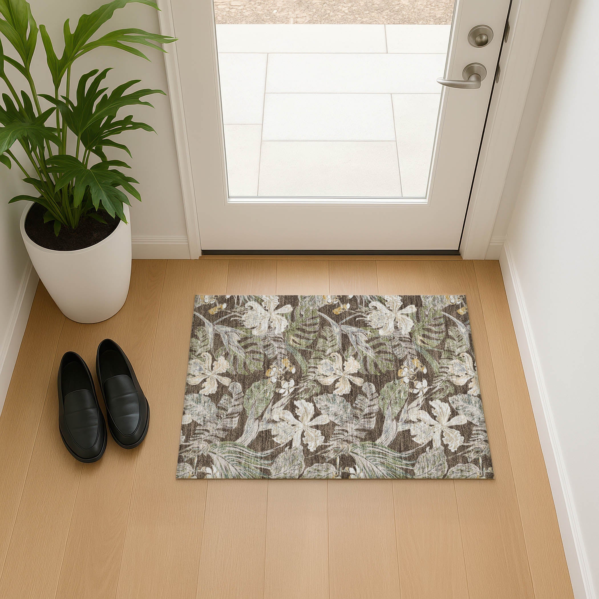 Dubrovnik Machine Washable Transitional Brown Rug 1'8" x 2'6" #shape_Rectangle