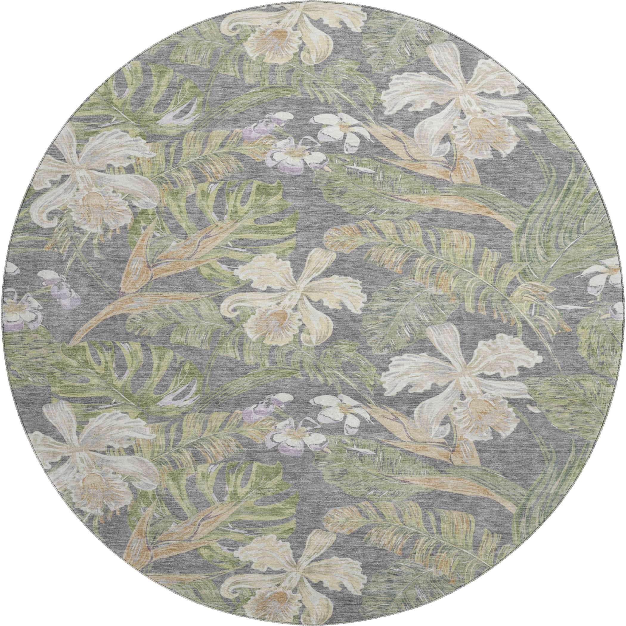 Dubrovnik Machine Washable Transitional Gray Rug 8' x 8' #shape_Round