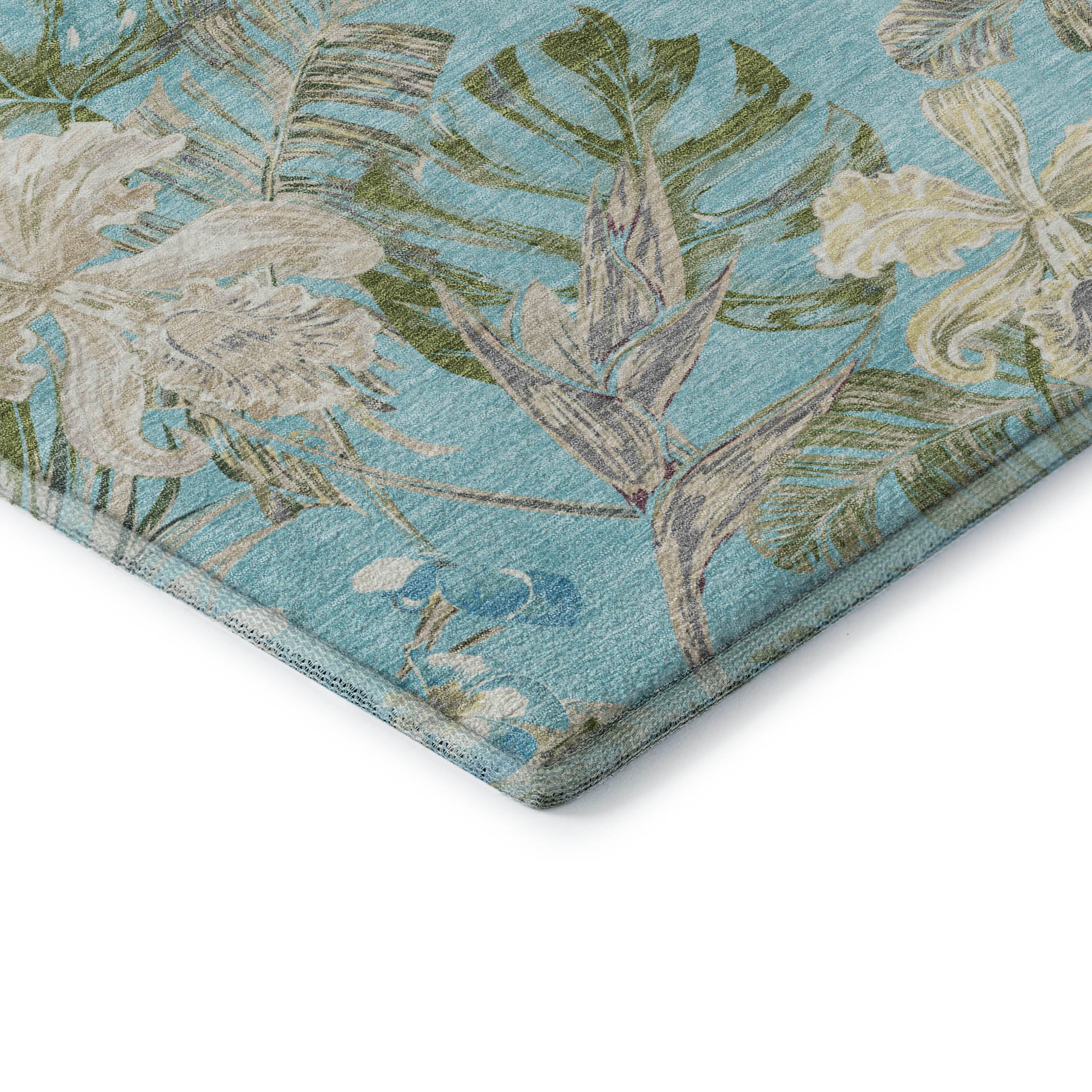 Dubrovnik Machine Washable Transitional Teal Rug 1'8" x 2'6" #shape_Rectangle