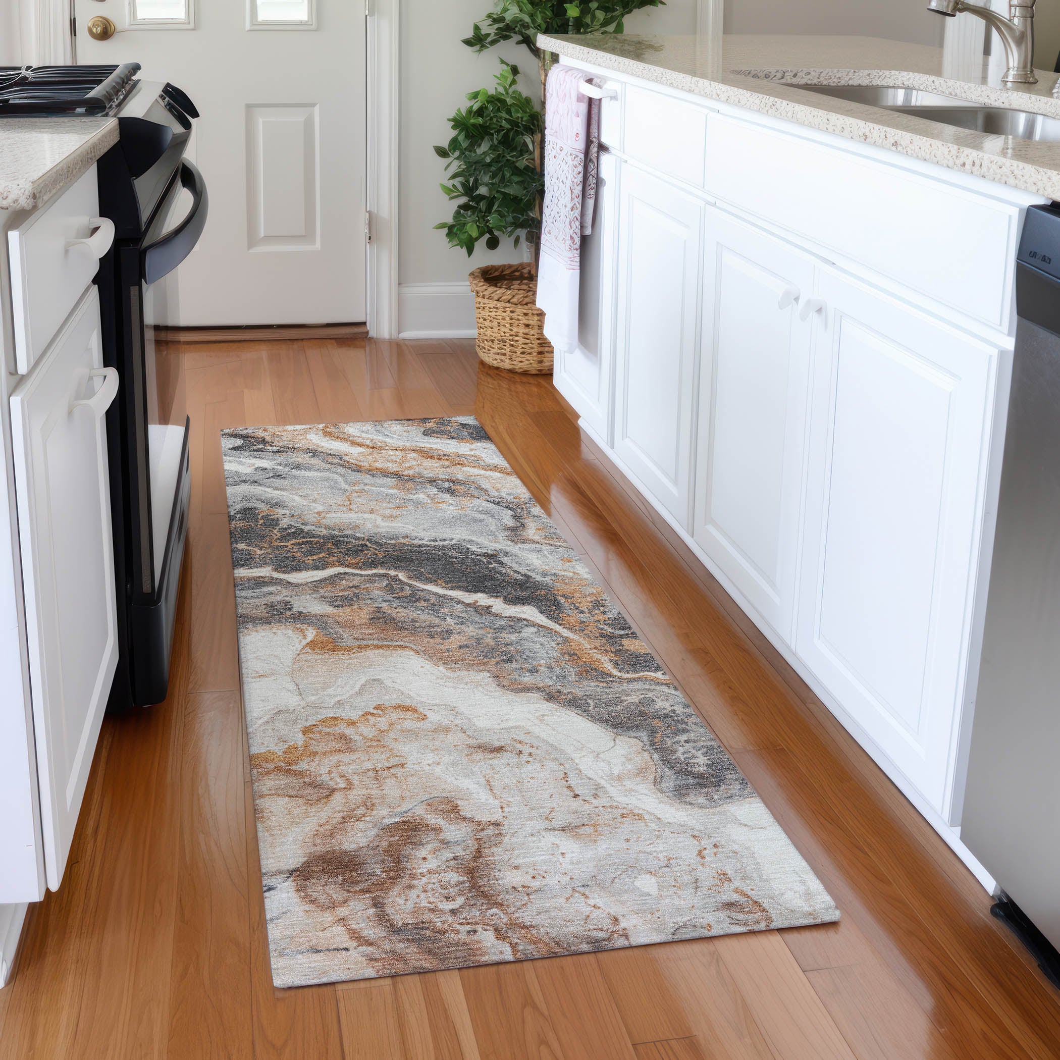 Reykjavik Machine Washable Transitional Silver Gray Rug 2'3" x 7'6" #shape_Runner
