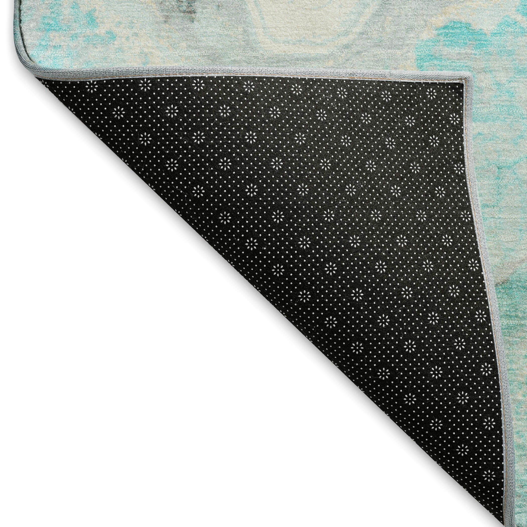 Reykjavik Machine Washable Transitional Teal Rug 1'8" x 2'6" #shape_Rectangle