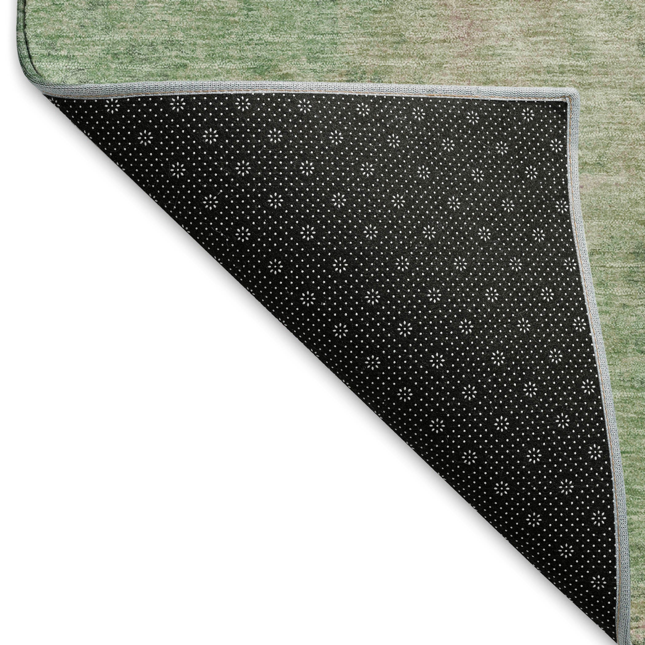 Seoul Machine Washable Transitional Aloe Green Rug 1'8" x 2'6" #shape_Rectangle