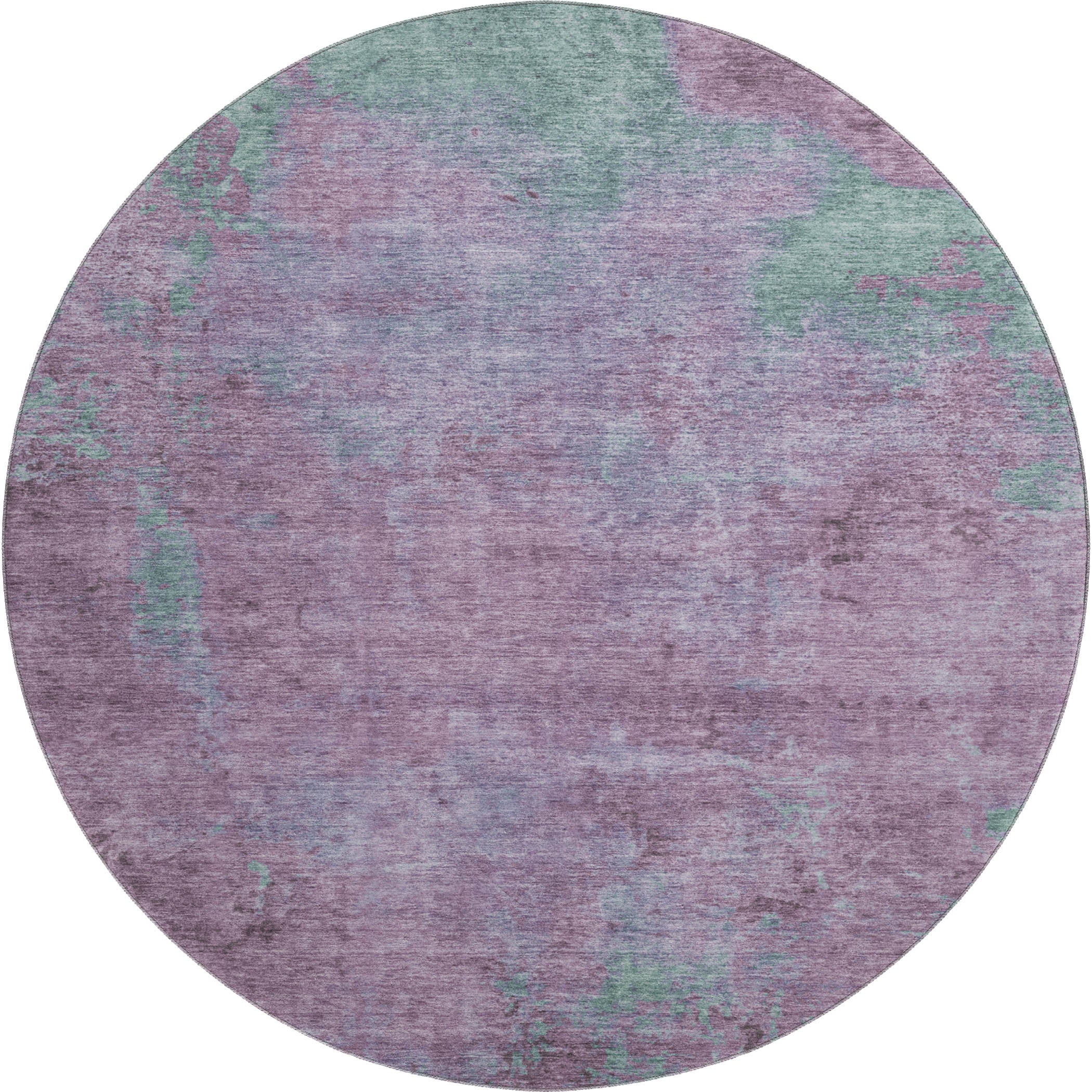Seoul Machine Washable Transitional Lavender Purple Rug 8' x 8' #shape_Round
