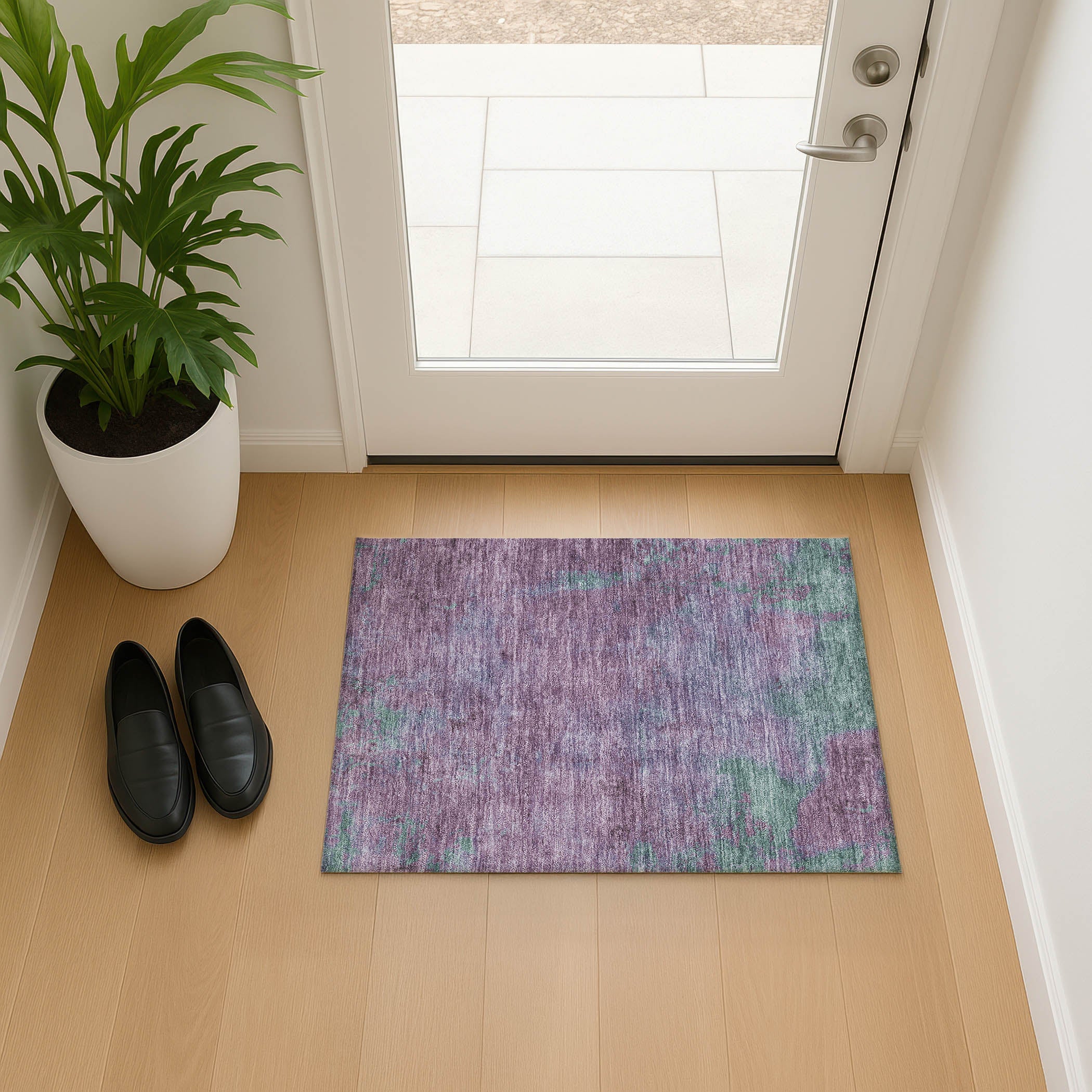 Seoul Machine Washable Transitional Lavender Purple Rug 1'8" x 2'6" #shape_Rectangle