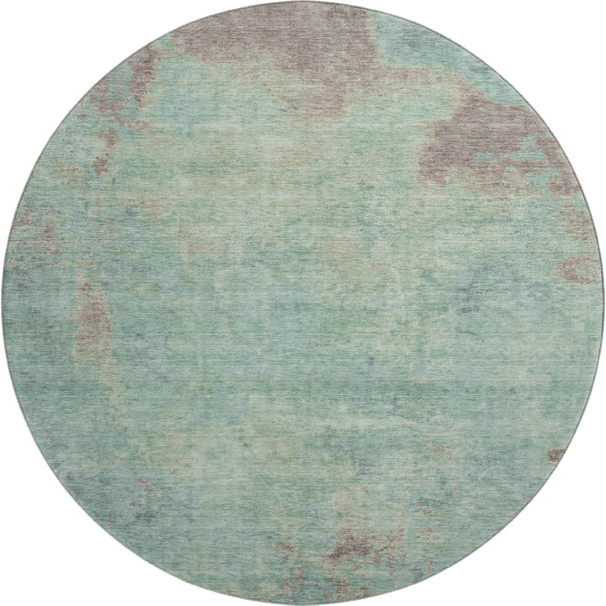 Seoul Machine Washable Transitional Seafoam Blue Rug 8' x 8' #shape_Round