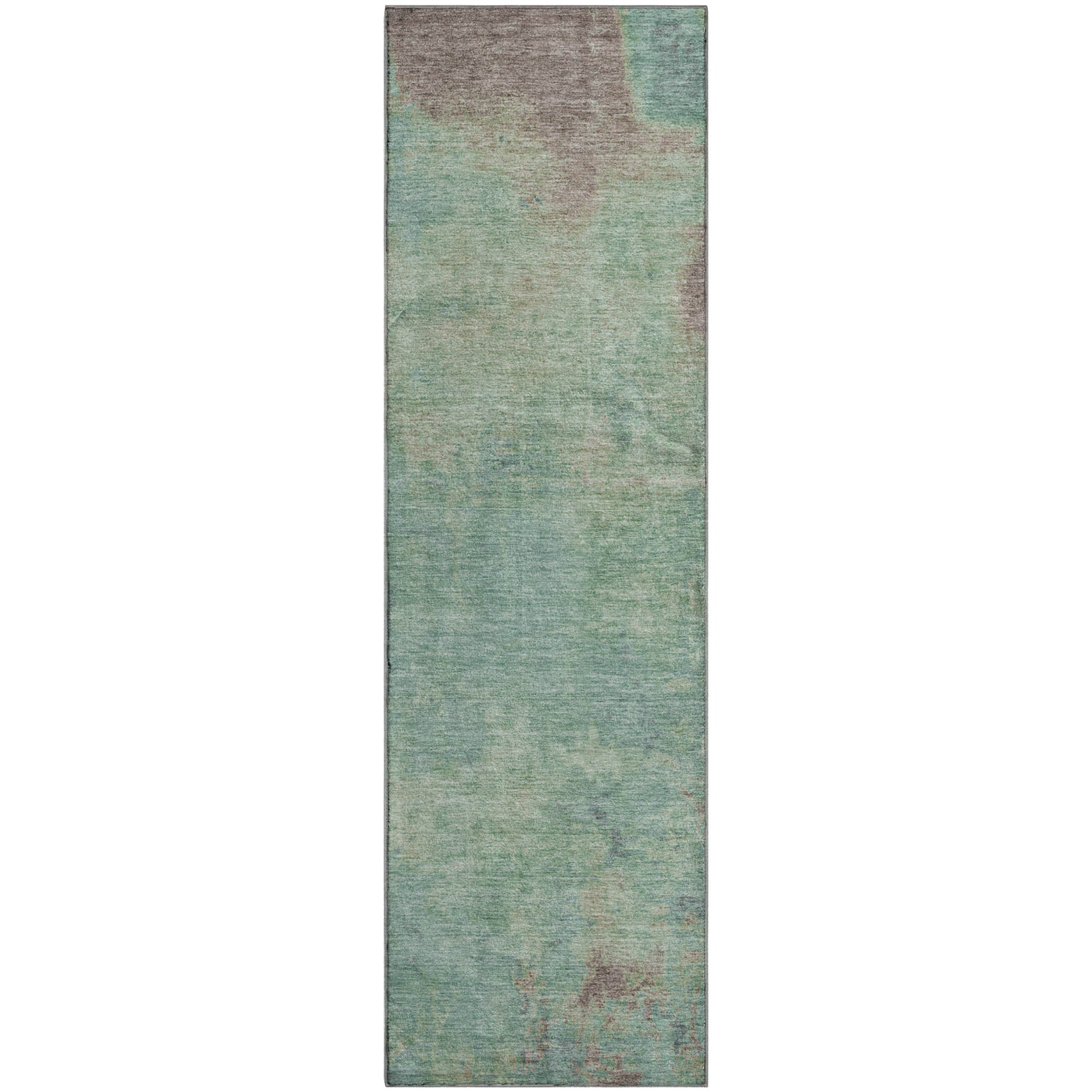 Seoul Machine Washable Transitional Seafoam Blue Rug 2'3" x 7'6" #shape_Runner
