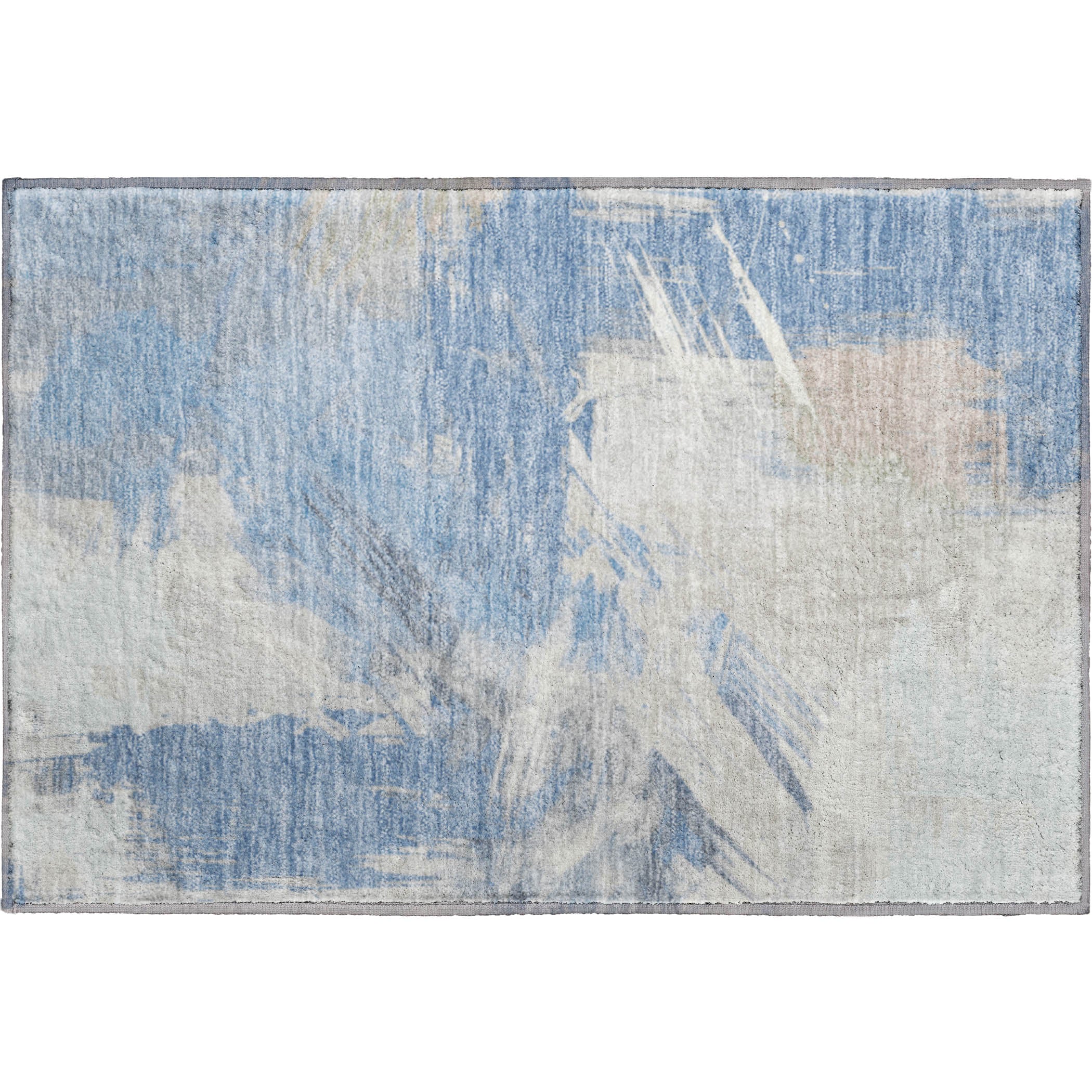 Antigua Machine Washable Transitional Denim Blue Rug 1'8" x 2'6" #shape_Rectangle