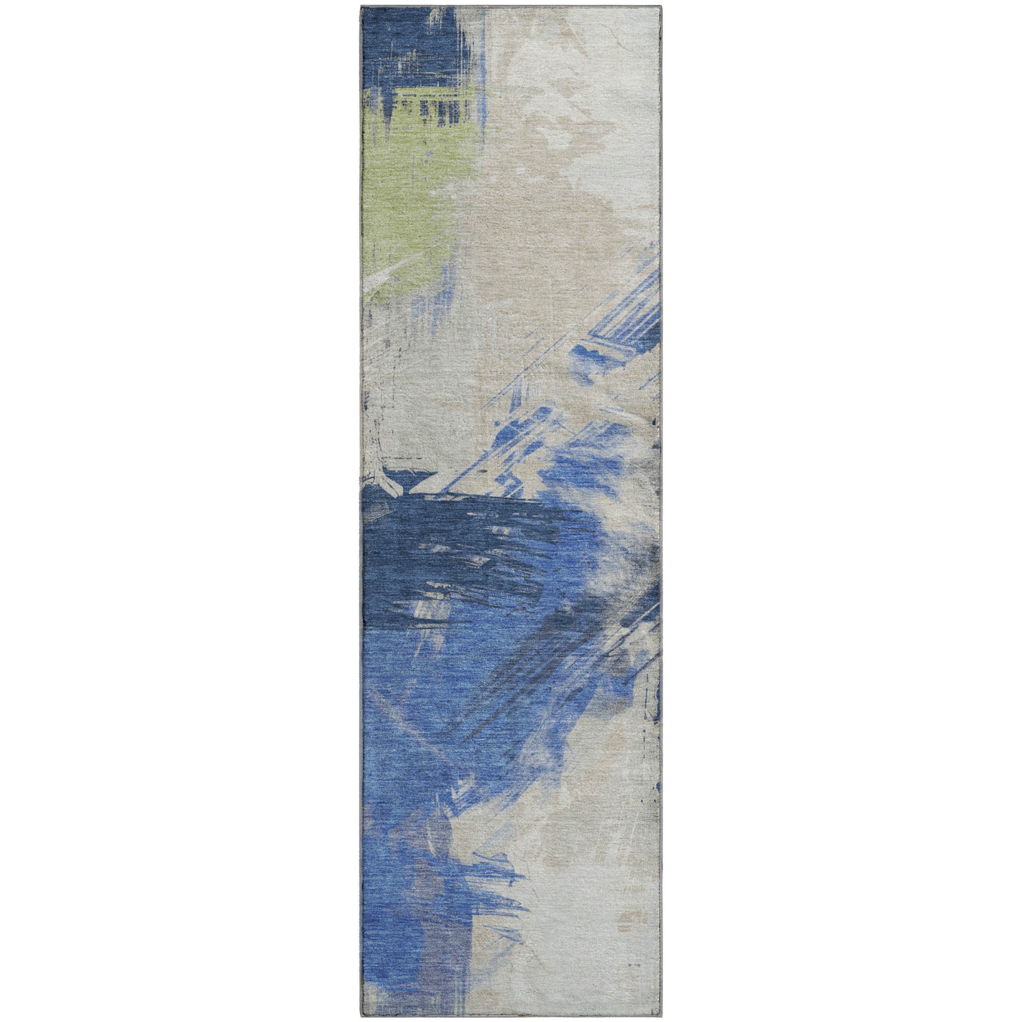 Antigua Machine Washable Transitional Navy Blue Rug 2'3" x 7'6" #shape_Runner