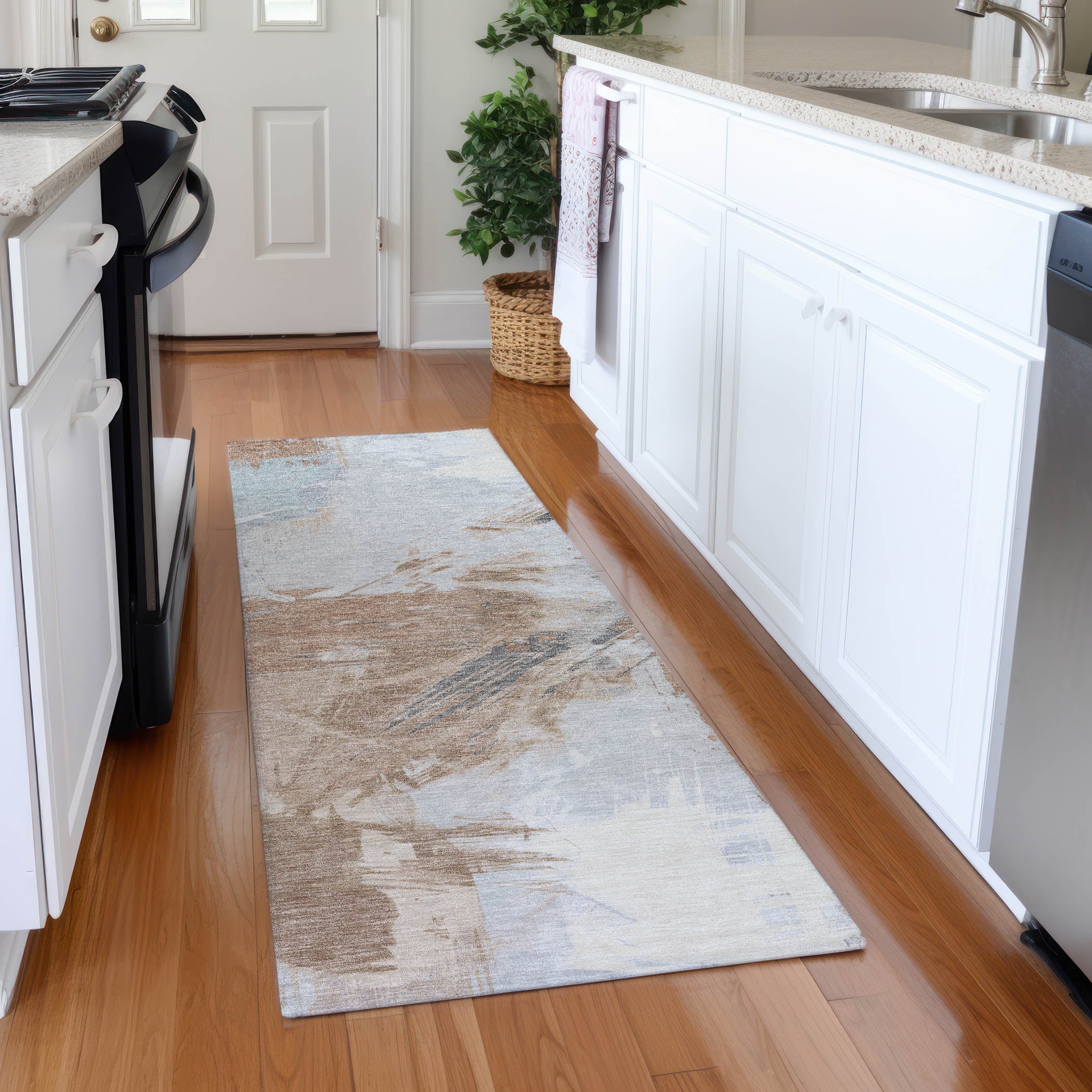 Antigua Machine Washable Transitional Paprika Orange Rug 2'3" x 7'6" #shape_Runner