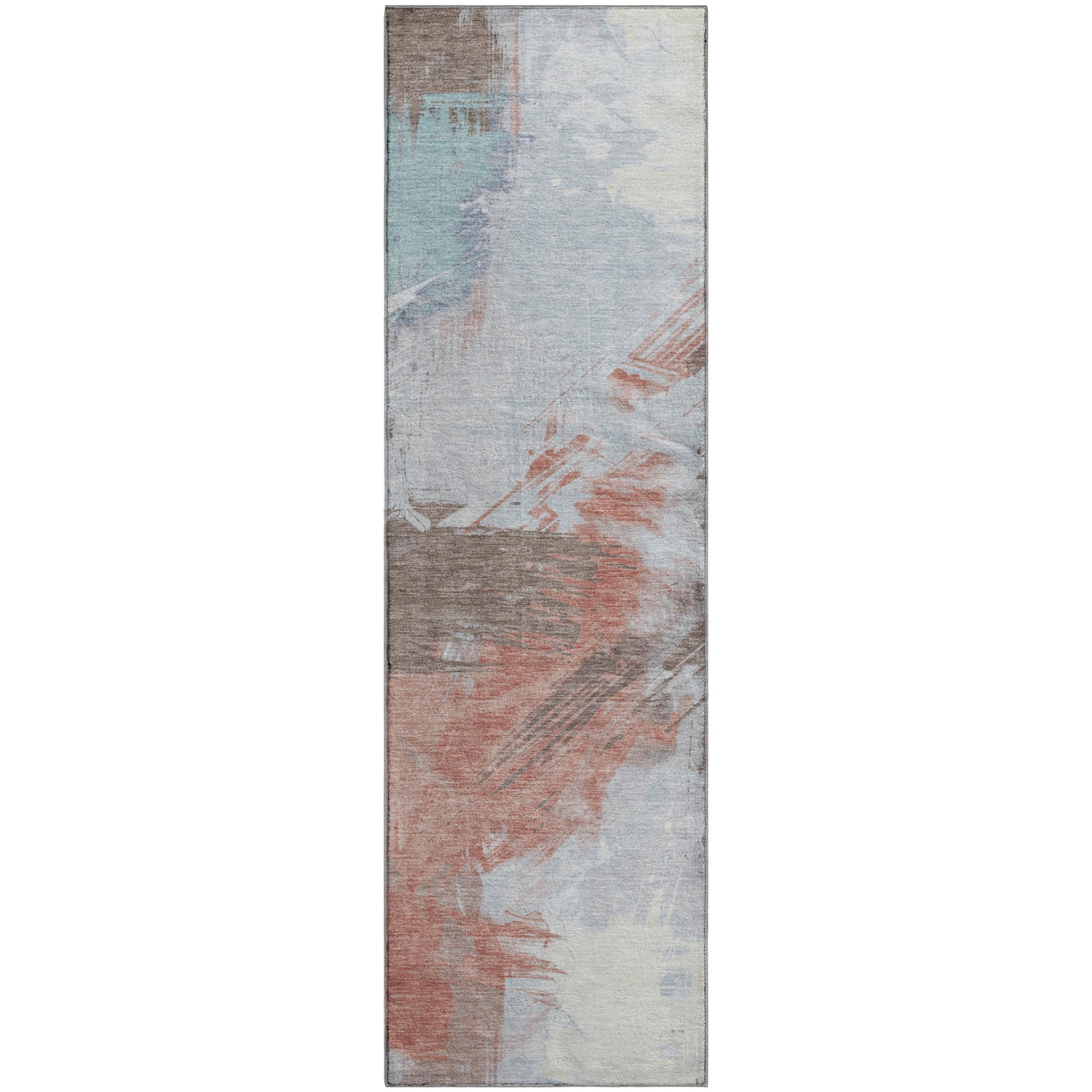 Antigua Machine Washable Transitional Taupe Brown Rug 2'3" x 7'6" #shape_Runner
