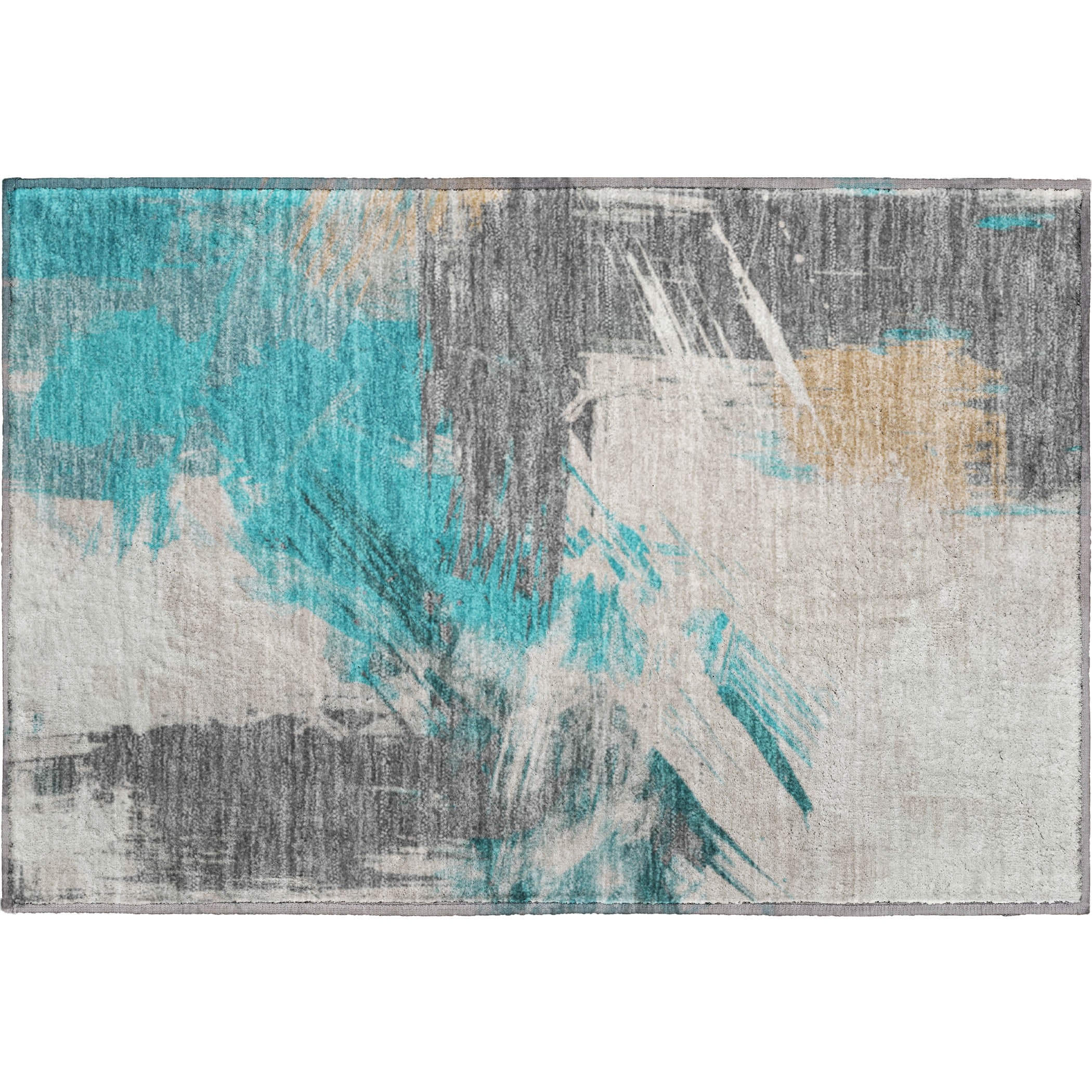 Antigua Machine Washable Transitional Teal Rug 1'8" x 2'6" #shape_Rectangle