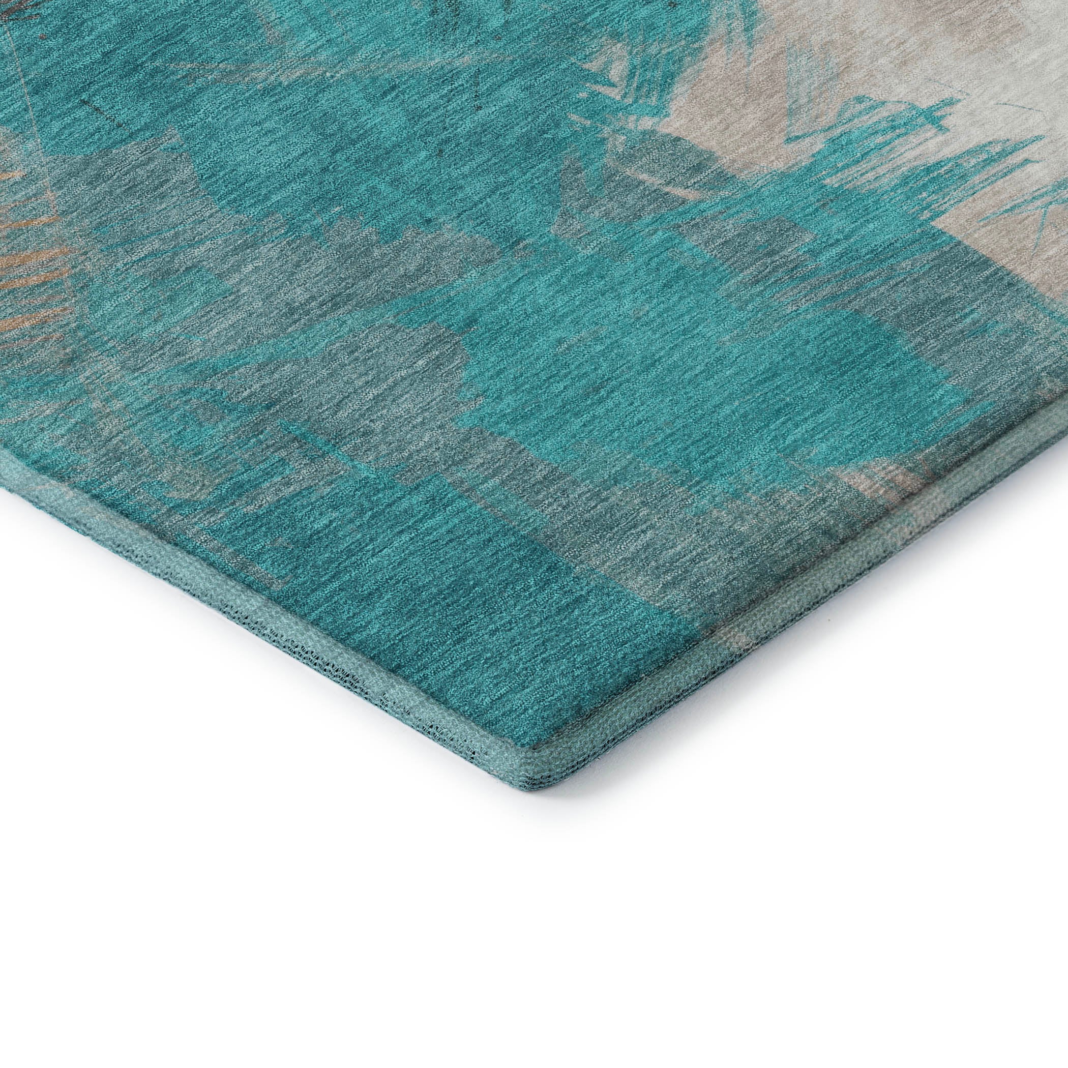 Antigua Machine Washable Transitional Teal Rug 1'8" x 2'6" #shape_Rectangle