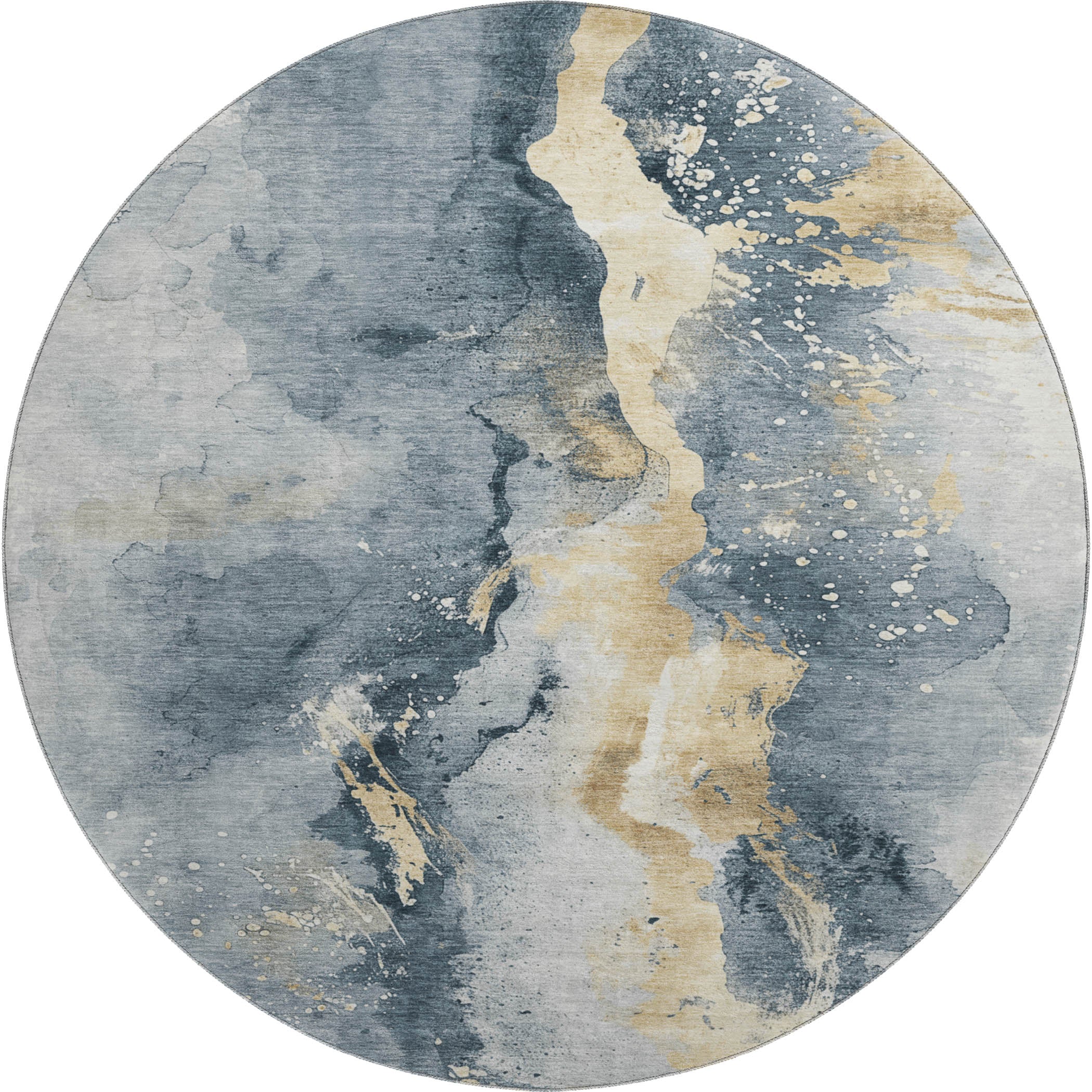 Reykjavik Machine Washable Transitional Graphite Gray Rug 8' x 8' #shape_Round